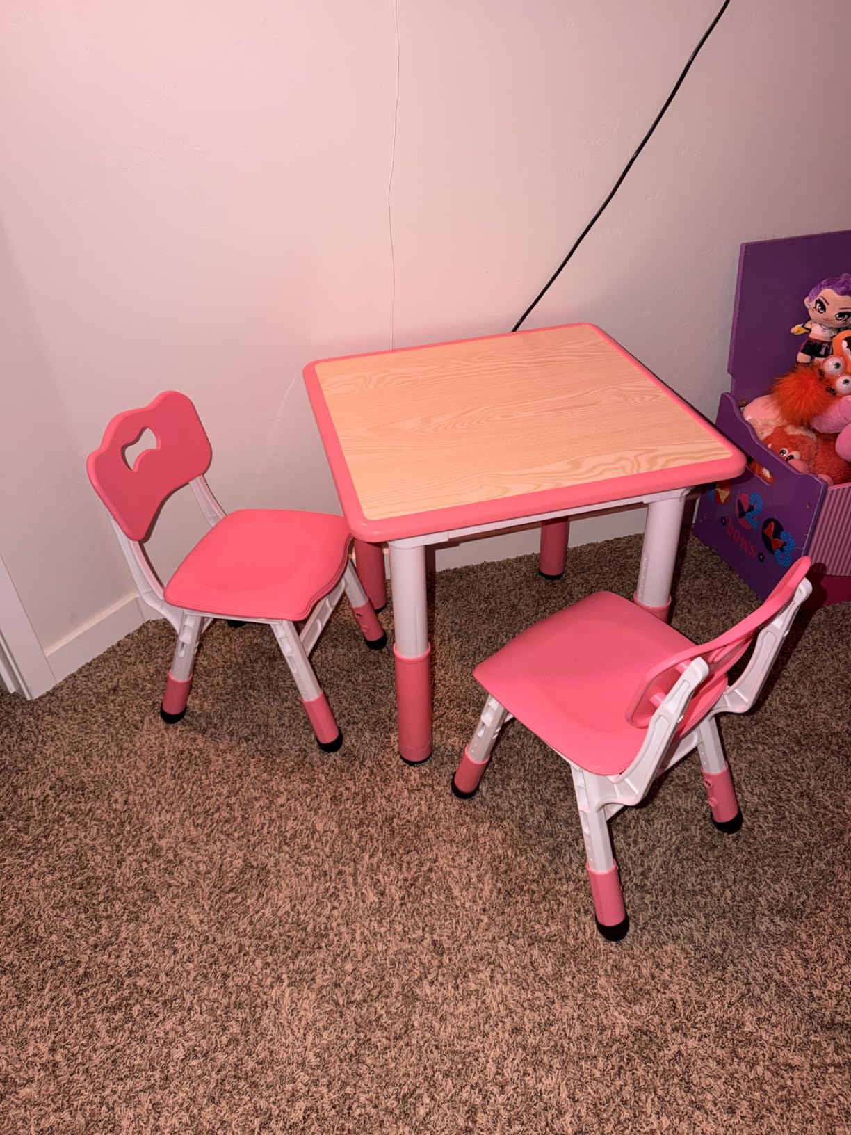Brelley Height Adjustable Toddler Table and 2 Chairs Set, Beige | Table Supports 280 lbs, Drawing Activity Desk, Classroom/Daycare/Home, Children Multi-Activity Table for Ages 3-8 customer photo 1