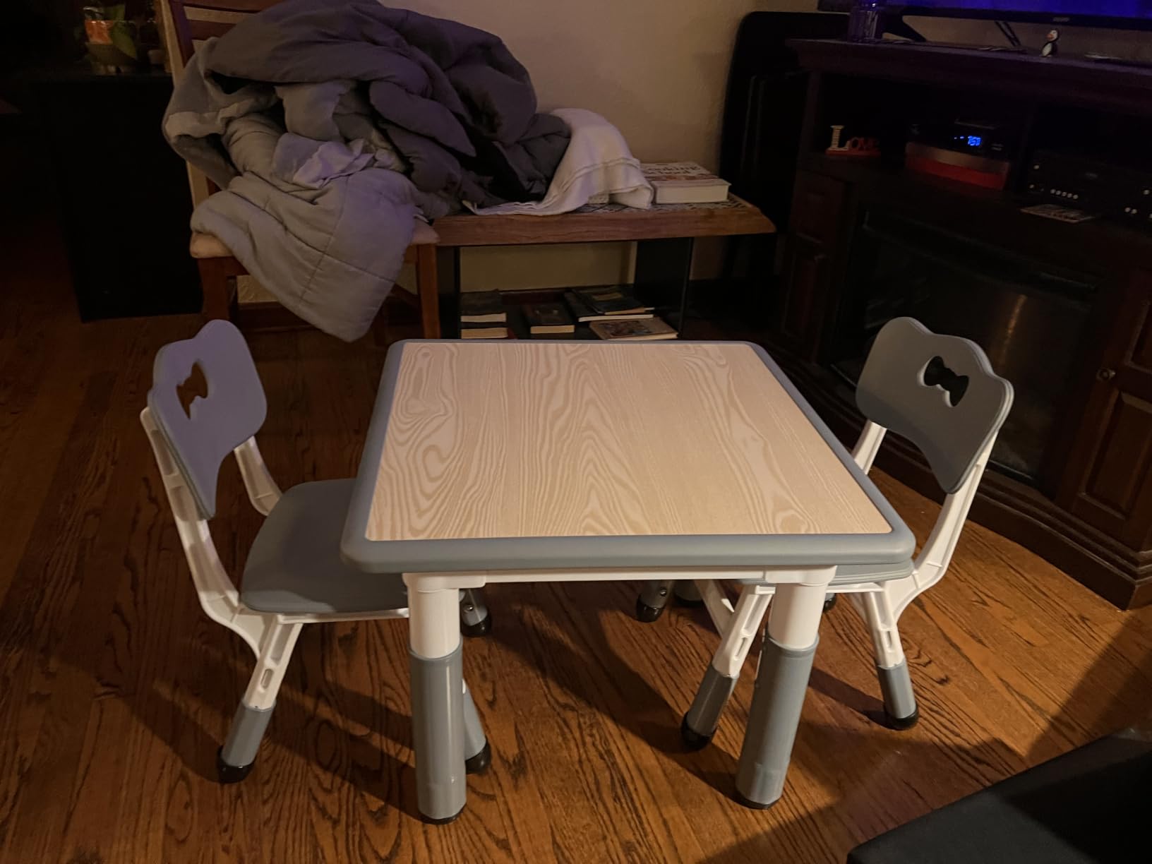 Brelley Height Adjustable Toddler Table and 2 Chairs Set, Beige | Table Supports 280 lbs, Drawing Activity Desk, Classroom/Daycare/Home, Children Multi-Activity Table for Ages 3-8 customer photo 2