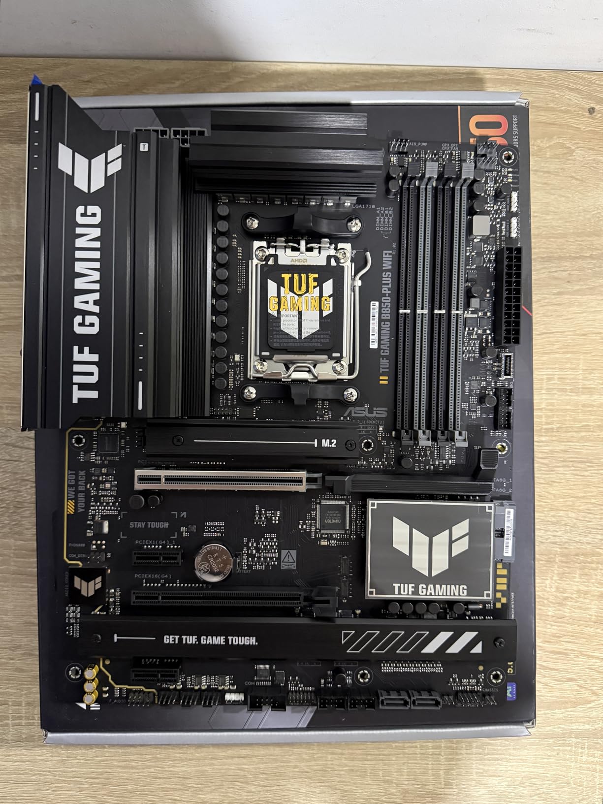 ASUS TUF Gaming B850-PLUS WiFi AMD AM5 B850 ATX Motherboard, 14+2+1 80A Stages, AI Ready, DDR5, PCIe 5.0, 3X M.2, Wi-Fi 7, 2.5Gb LAN, DisplayPort, HDMI™, USB 10Gbps & 20Gbps Type-C®, BIOS Flashback™ customer photo 1
