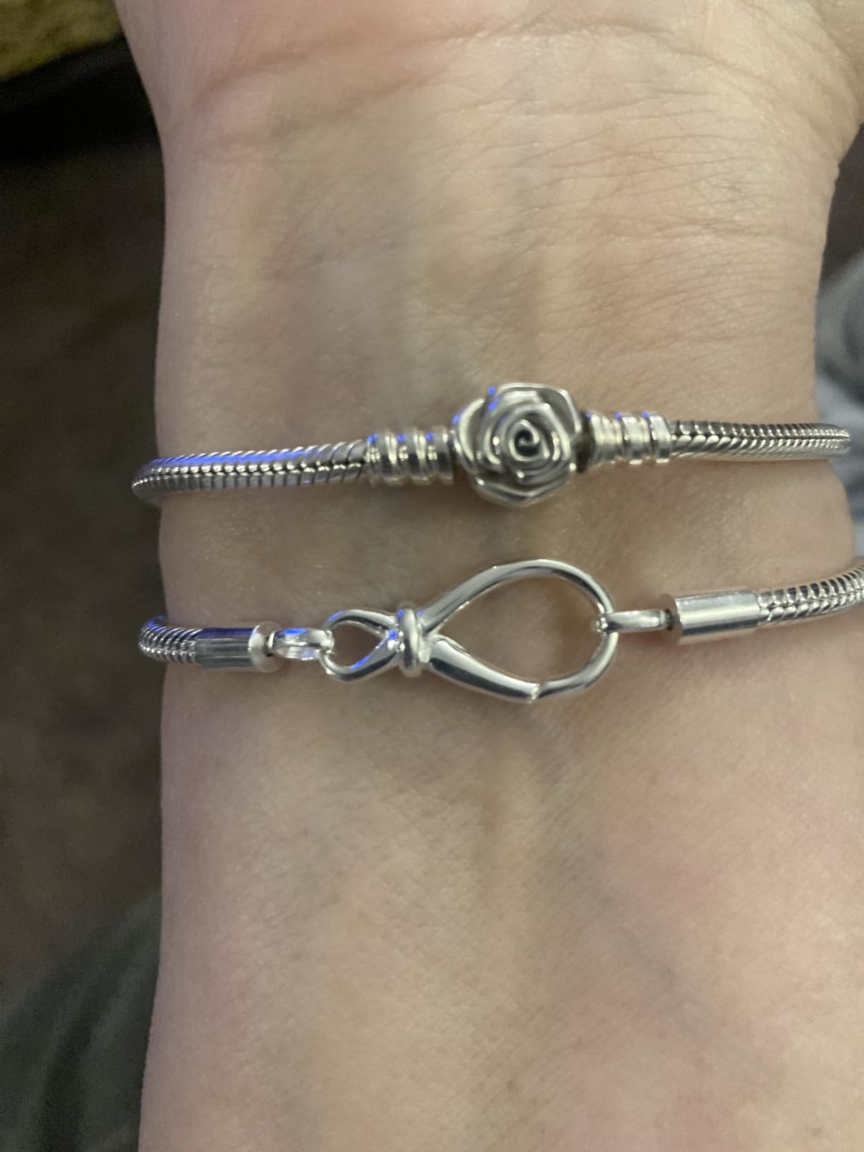 LNQOBU 925 Sterling Silver Snake Chain Bracelet Glossy Women Charm Bracelets for Mother's Day Gift(With one Spacer Beads) customer photo 1