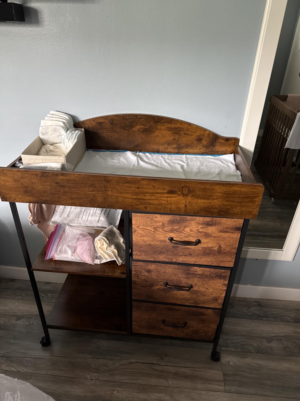 Yetom Changing Table, 3 Drawers&2 Shelves, Changing Table Dresser, White customer photo 1