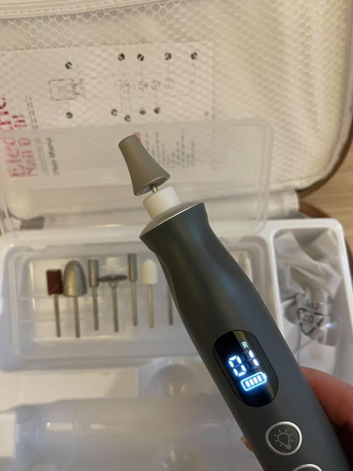 Electric Nail Drill Cordless 2000 mAh Rechargeable Portable Nail File Drill customer photo 2
