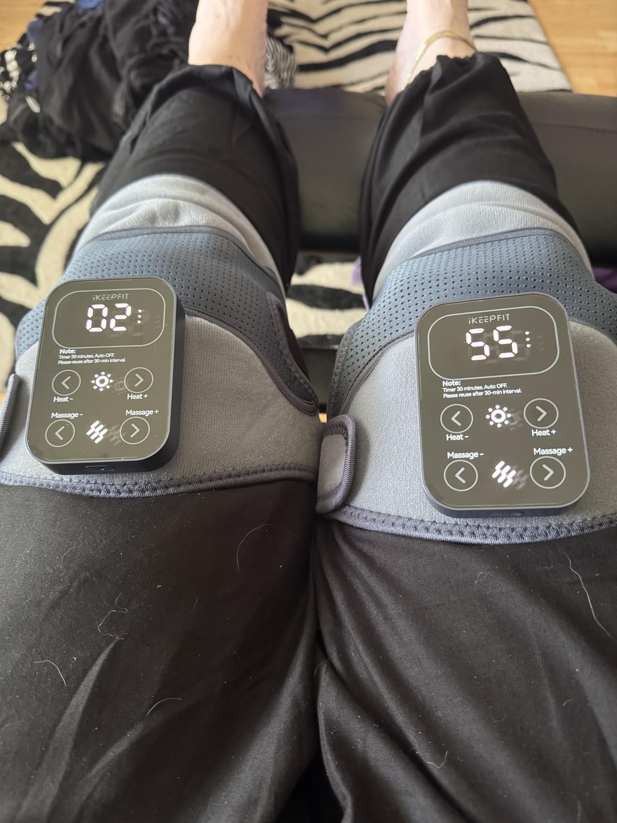 IKEEPFIT Cordless Knee Massager with Heat Vibration for Pain Relief, MAXwarm 4.0[2026 Upgraded] - Electric Heated Knee Brace with 5 Heat Levels and 3 Massage Mode, Gifts for Men Women (Grey, Single) customer photo 1