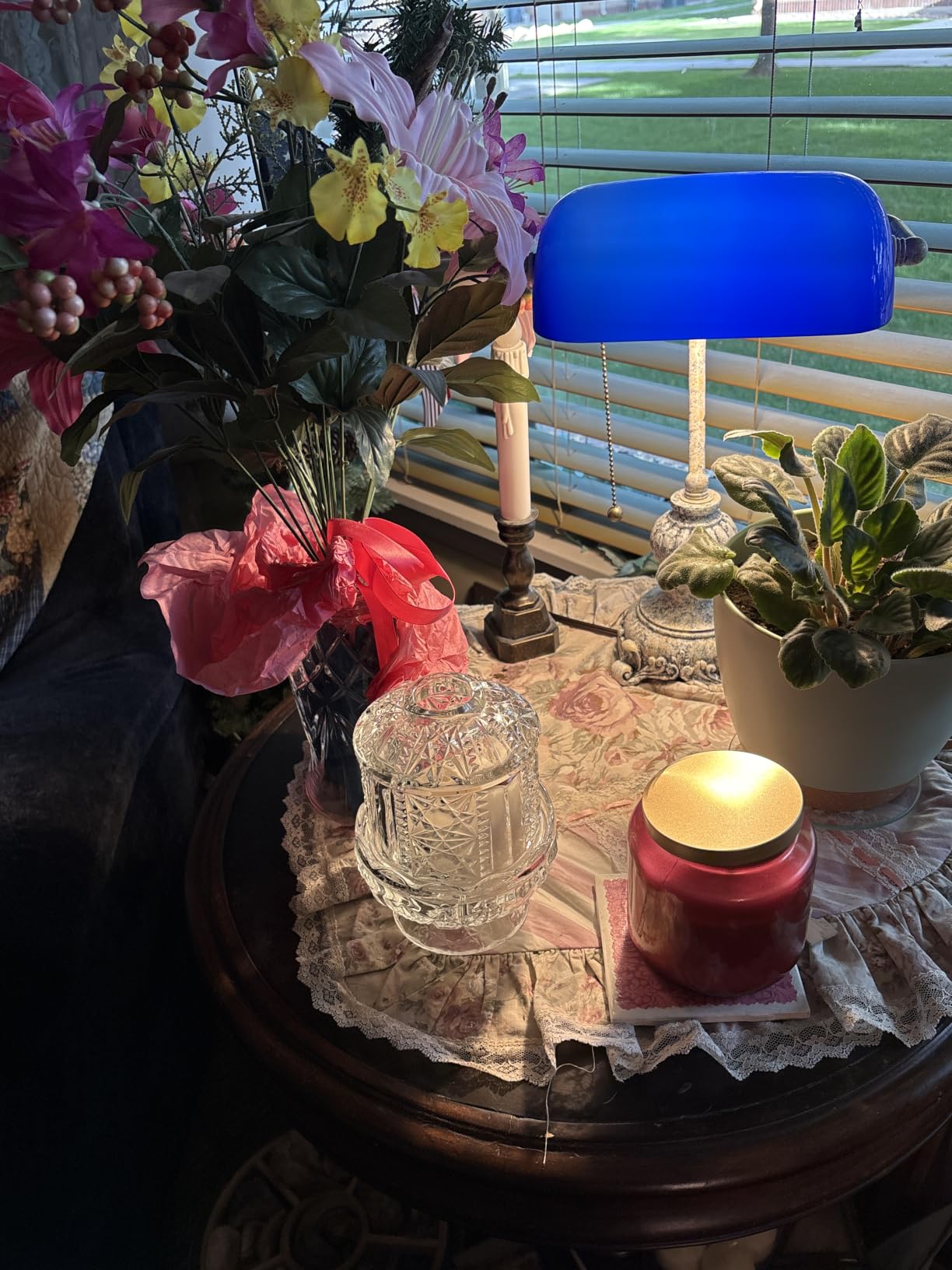 Vintage Amber Glass Bankers Desk Lamp,LED Bulb Included customer photo 2