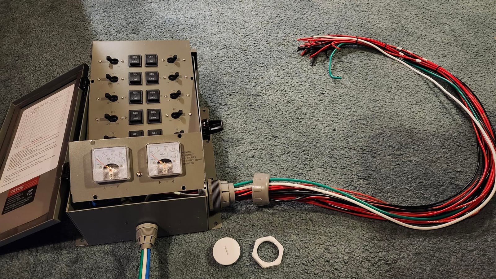 VEVOR Manual Transfer Switch, 30-Amp 10-Circuit, Prewired Generator Transfer Switch Kit with NEMA L14-30P Power Inlet Box, Double-Throw Switch, NEMA 3R, Mechanical Watt Meter, for 7500W Generators customer photo 2