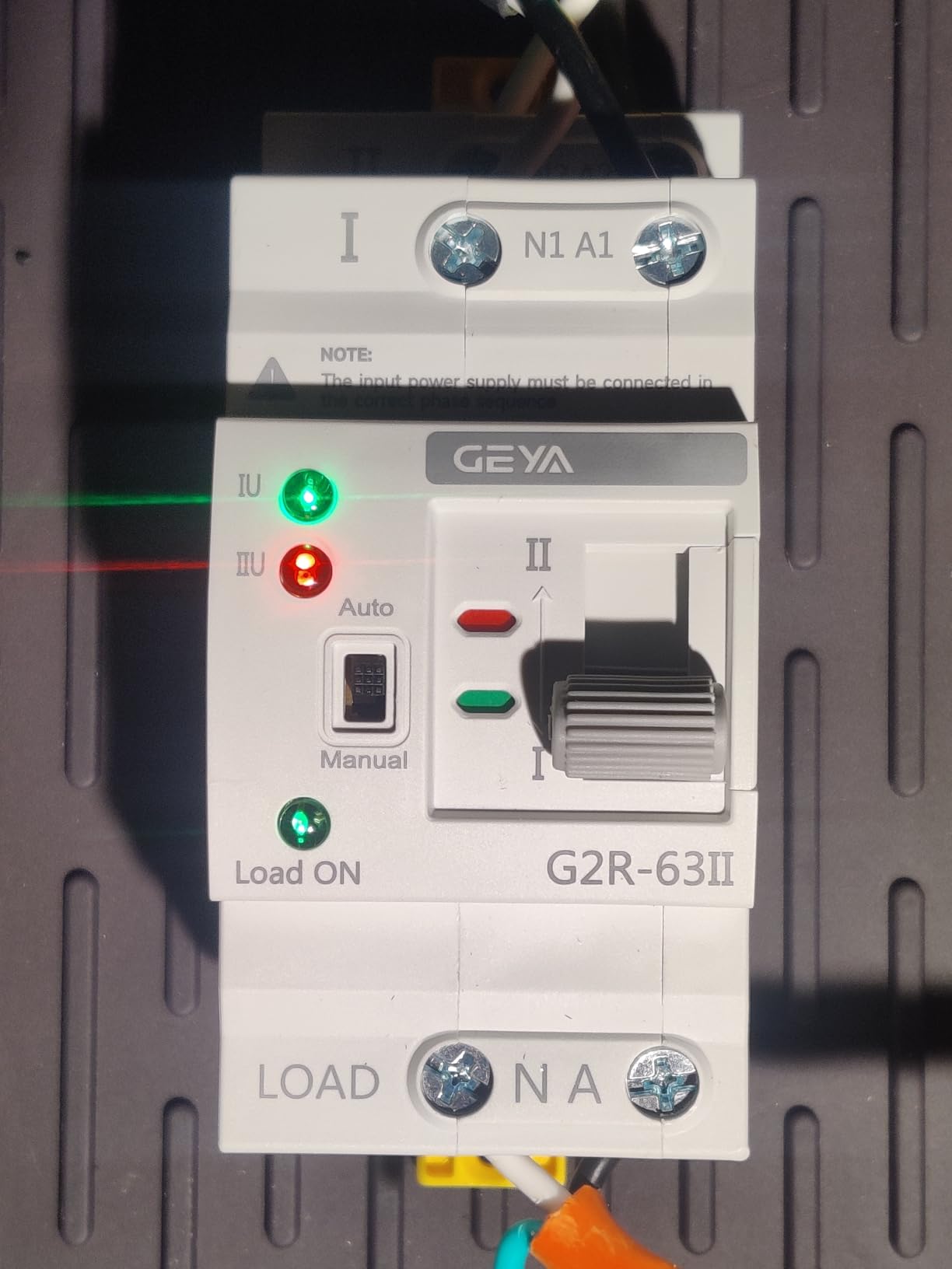 Mini ATS AC Automatic/Manual Transfer Switch 2P 63A 110V, ATS Manual Transfer for Uninterruptible Power Supply Home, Dual Auto Power Electrical Selector Switch DIN Rail Mount(G2R 2P 63A AC110V) customer photo 2