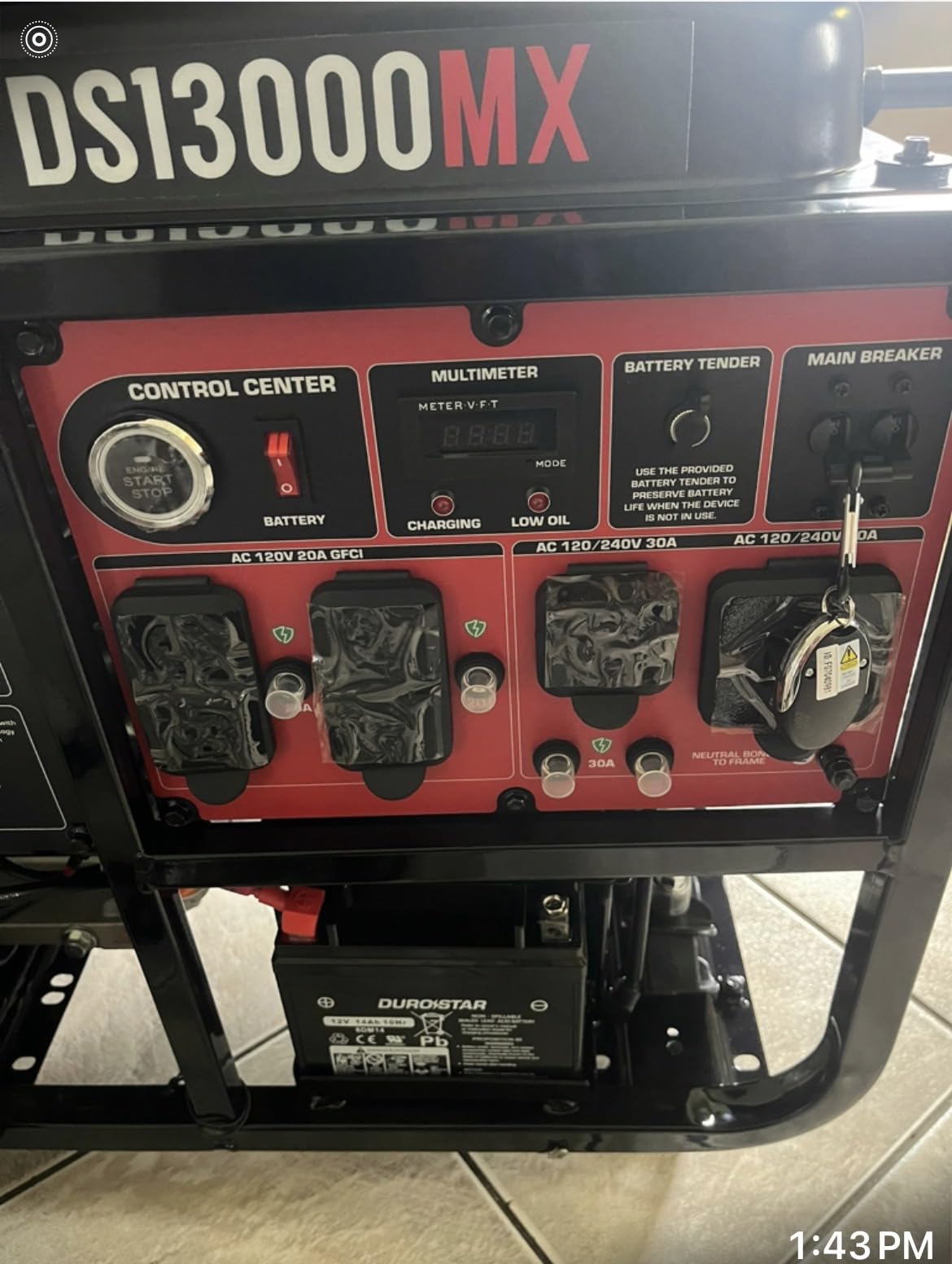 DuroStar DS13000MXT 13,000-Watt 500cc Tri Fuel Portable Generator - Gas, Propane & Natural Gas, Remote Electric Start, Whole Home Power Backup, Transfer Switch Ready, RV & Emergency Ready customer photo 1