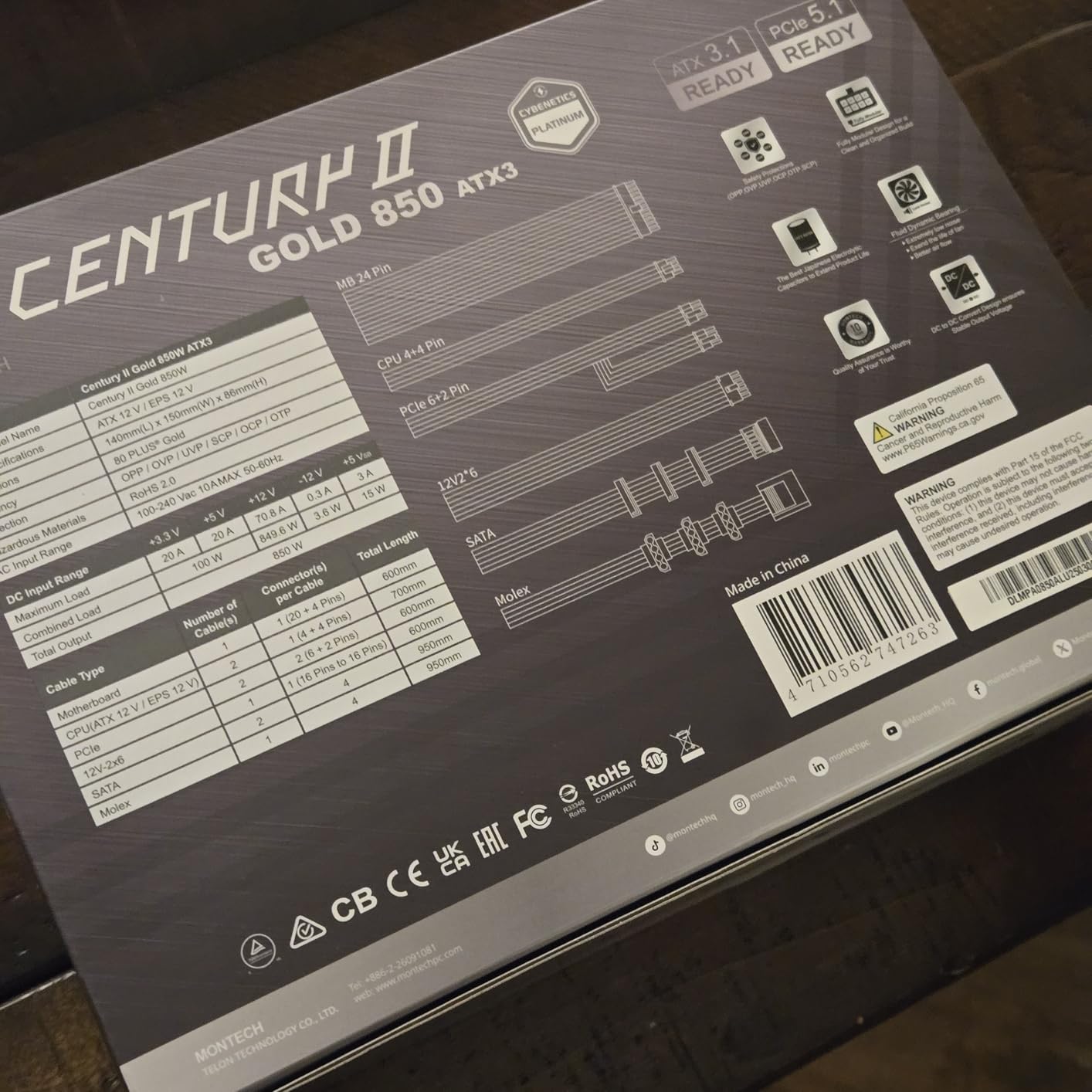 MONTECH Century II 850W ATX 3.1 Fully Modular 80 Plus Gold Power Supply customer photo 2