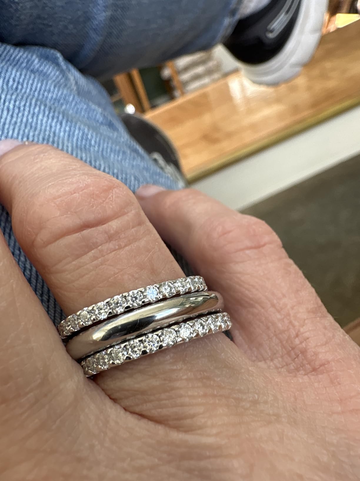 Moissanite Wedding Band for Women, Full Eternity Stackable Ring customer photo 2