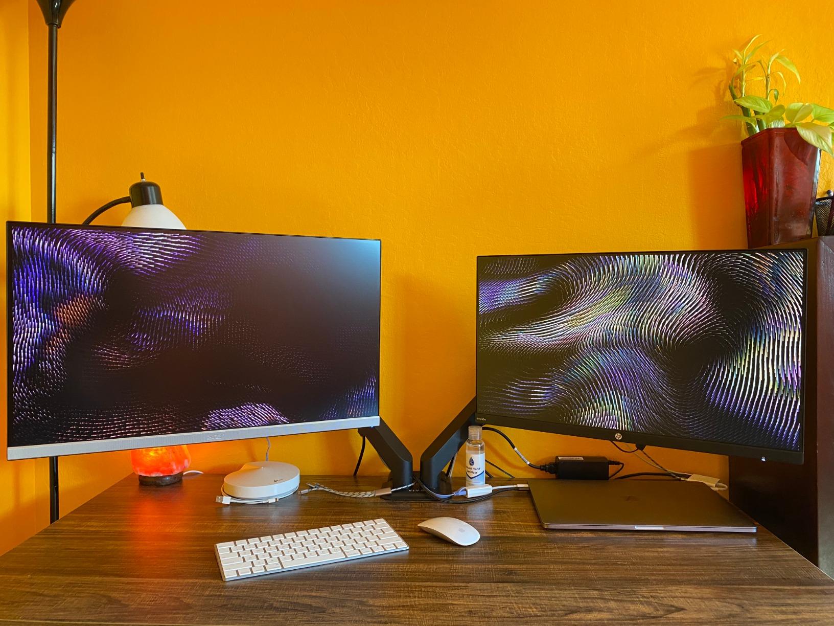 VIVO Premium Aluminum Heavy Duty Dual Monitor Arm for Ultrawide Monitors up to 40 inches and 30 lbs Each, Desk Mount Stand, Pneumatic Height, Max VESA 100x100, Black, STAND-V220Q customer photo 2