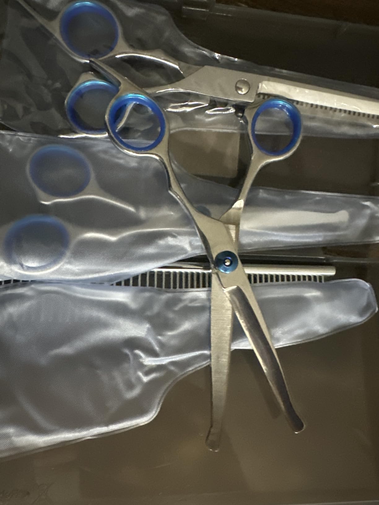 Professional 4 in 1 Dog & Cat Grooming Scissors Kit with Safety Round Tips,Sharp & Durable,Dog Shears for Grooming - Includes Straight, Curved, Thinning Scissors and Comb - Premium Pet Supplies customer photo 2