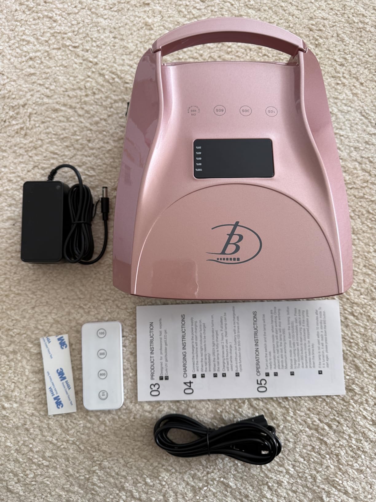 52 LEDs Cordless UV Nail Lamp, 96W High Power, Magnetic Mirror Base,Thumb Light,4 Timers, Auto Sensor, Key Sound, Built-in Cooling Fan,Remote Control Professional UV Light for Gel Nails(Black) customer photo 1