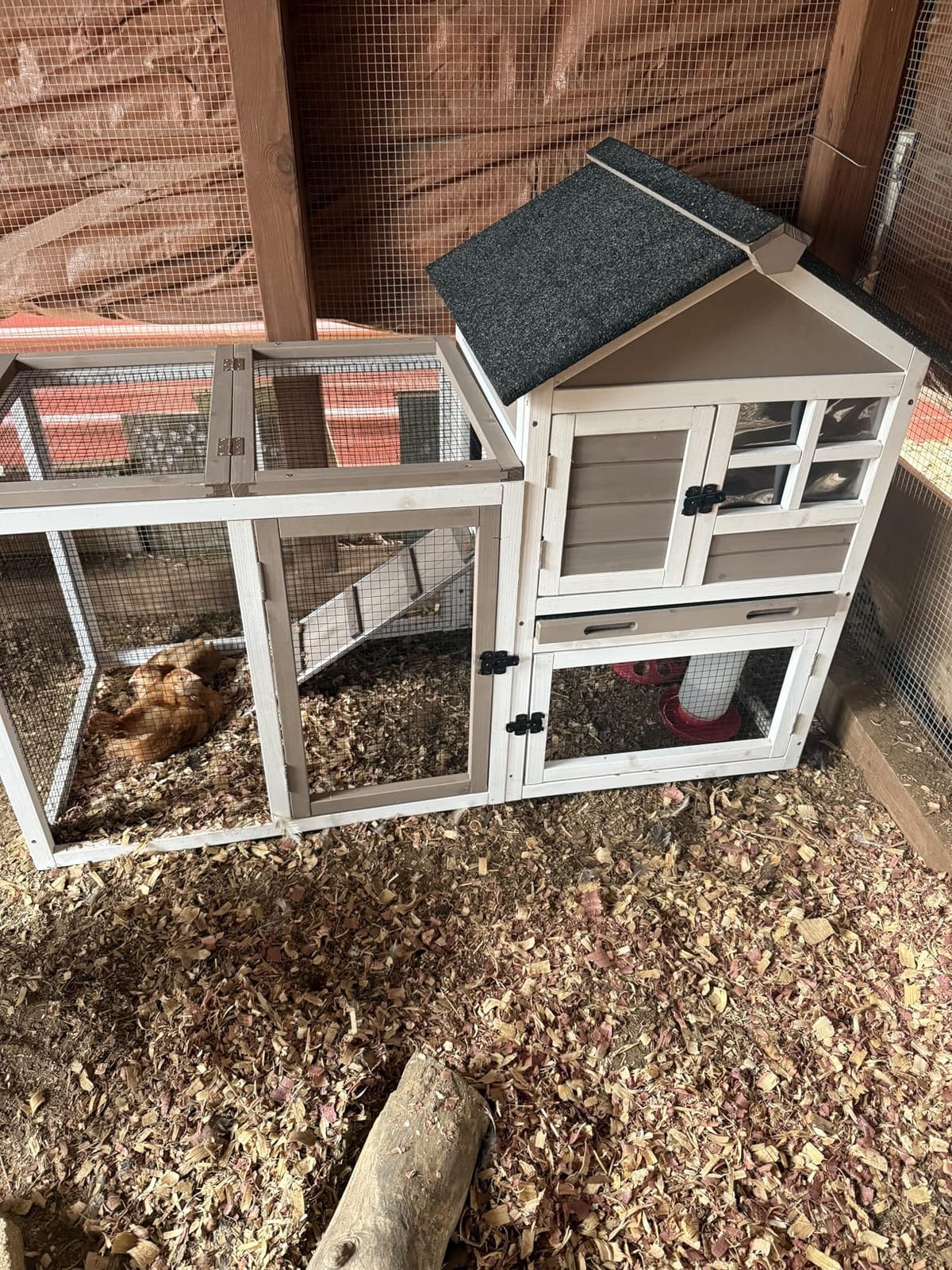 Aivituvin Large Rabbit Hutch Indoor Bunny Cage Outdoor with Run Chicken Coop Guinea Pig House with Waterproof Asphalt Roof,No Leakage Pull Out Tray (103.2
