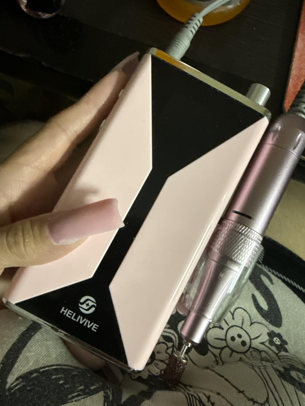 Professional Electric Nail Drill 45000RPM Cordless Nail File | Portable & Rechargeable, 11 Drill Bits, for Shaping, Polishing & Removing Gel Nails for Salon Home (Pink) customer photo 1