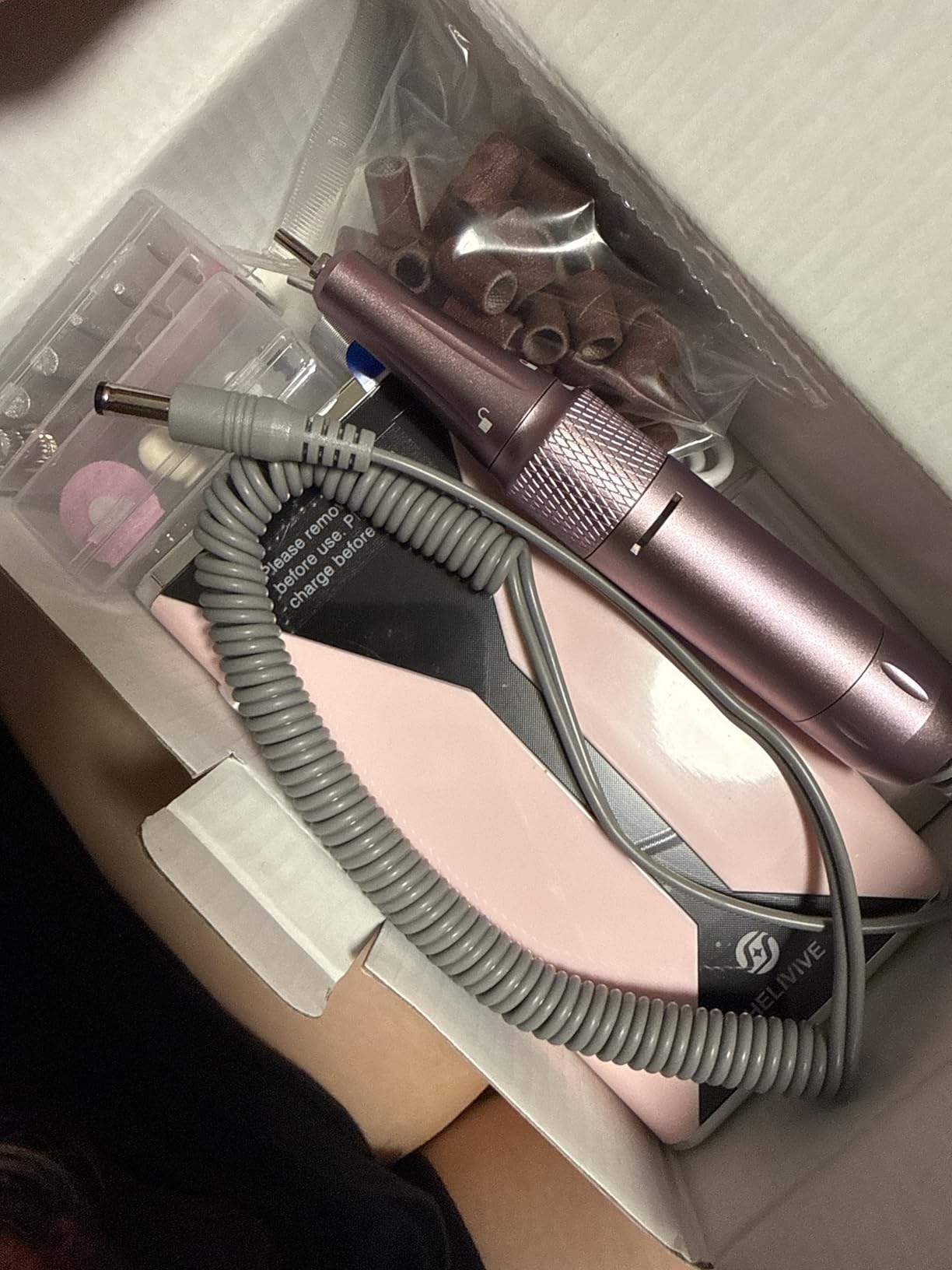 Professional Electric Nail Drill 45000RPM Cordless Nail File | Portable & Rechargeable, 11 Drill Bits, for Shaping, Polishing & Removing Gel Nails for Salon Home (Pink) customer photo 2