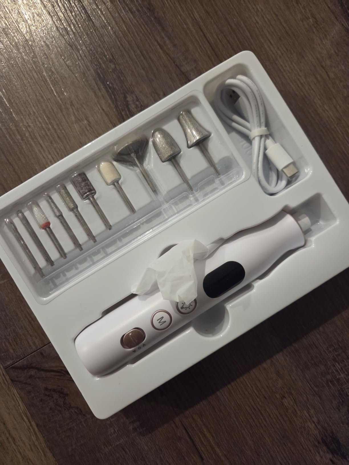 Electric Nail File Drill, Cordless Toe Nail Grinder for Thick Toenails & Callus, 10-Speed 2000mAh Rechargeable Nail Filer, 50Pcs Manicure Pedicure Kit with LED Lamp, Gifts for Men Women customer photo 1