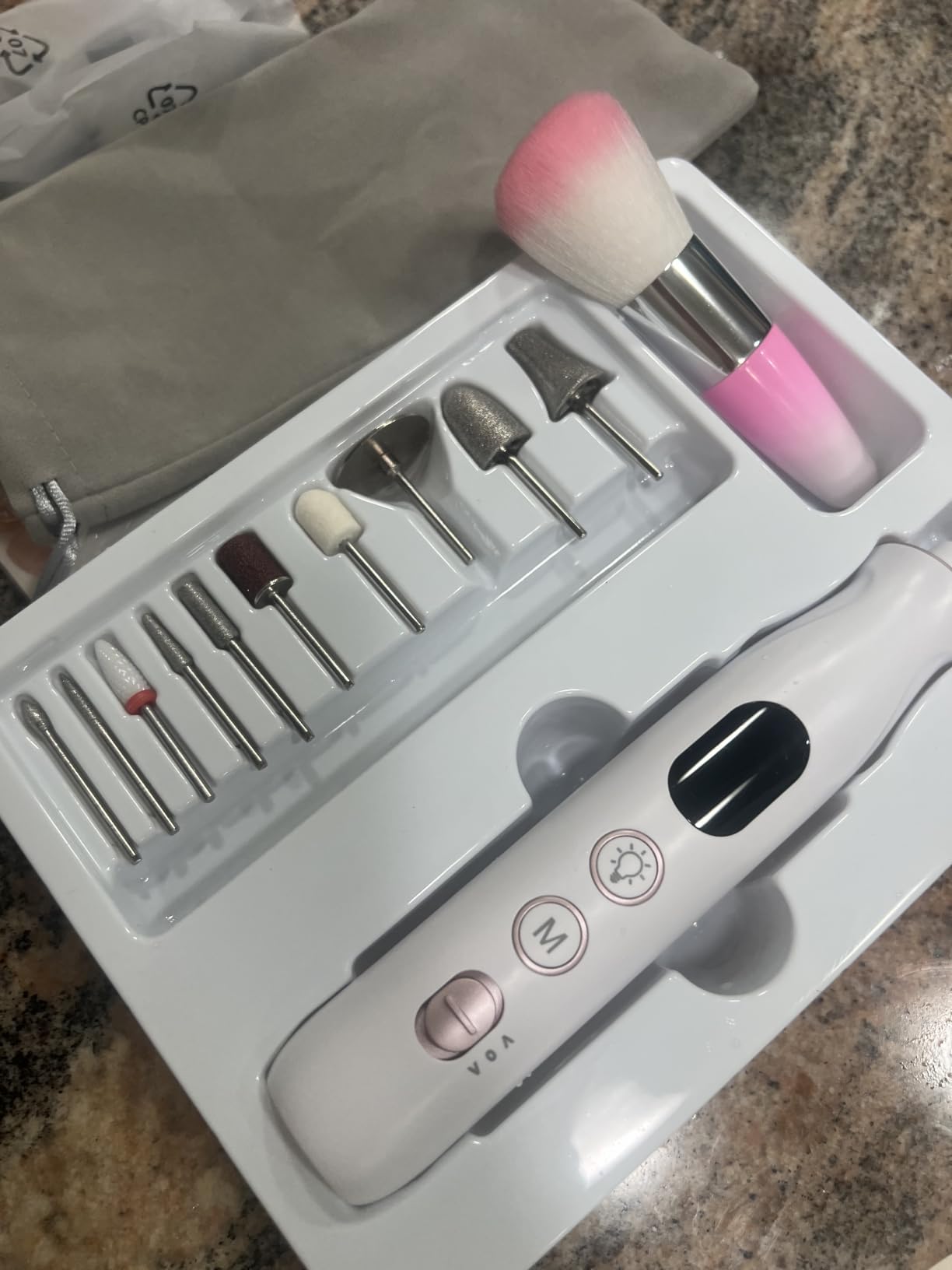 Electric Nail File Drill, Cordless Toe Nail Grinder for Thick Toenails & Callus, 10-Speed 2000mAh Rechargeable Nail Filer, 50Pcs Manicure Pedicure Kit with LED Lamp, Gifts for Men Women customer photo 2