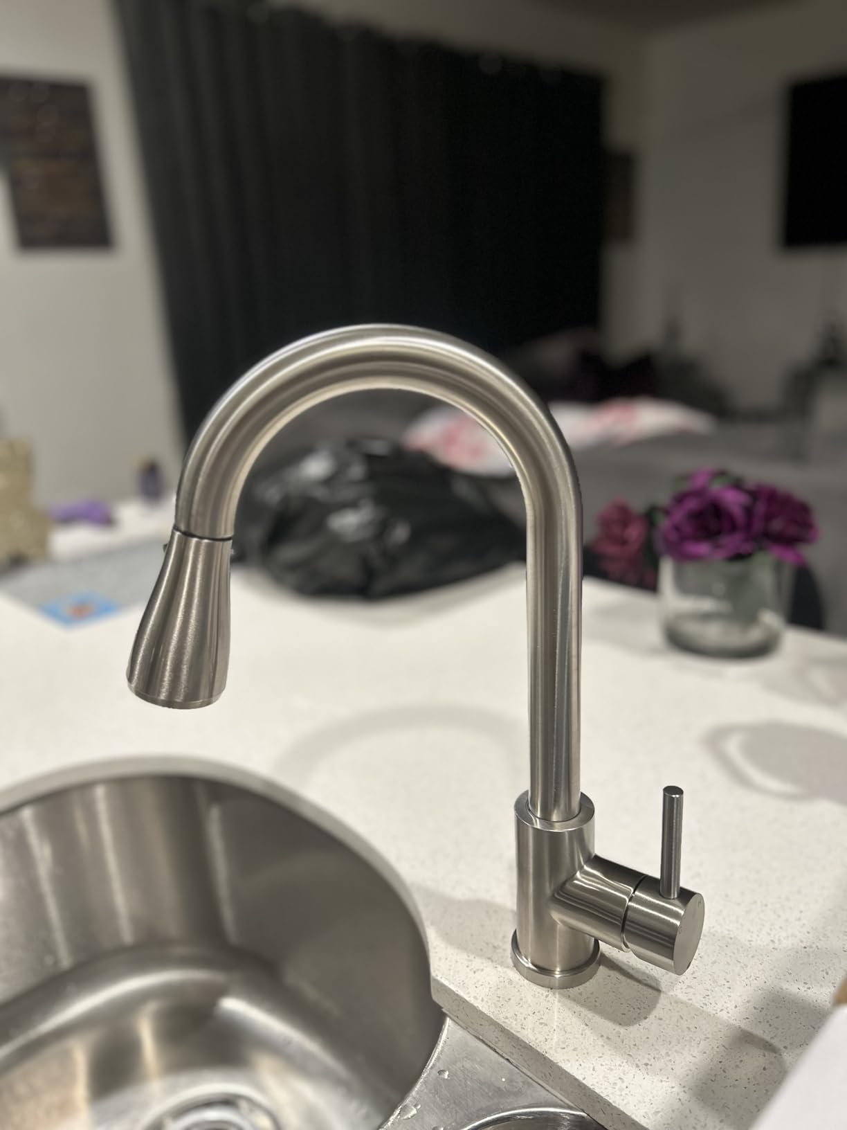 VFAUOSIT Kitchen Faucet with Pull Down Sprayer, Modern Bar Sink Faucet | Lead-Free NSF 61/372 & cUPC, 3 Spray Modes, 20in Retractable Hose, Cold-Start Safety, 10min Tool-Free Install customer photo 2