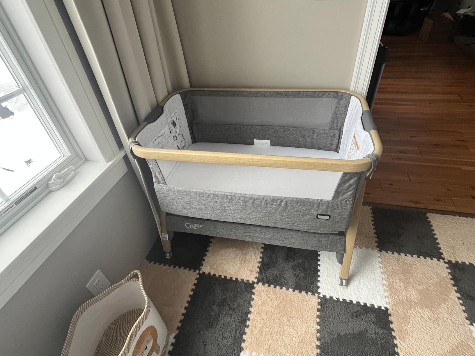 Tutti Bambini CoZee® Go 3-in-1 Foldable Baby Playpen, Portable Bassinet & Travel Crib | Playard with Mattress Included | Birth to 3 Years (Oak & Charcoal) customer photo 2