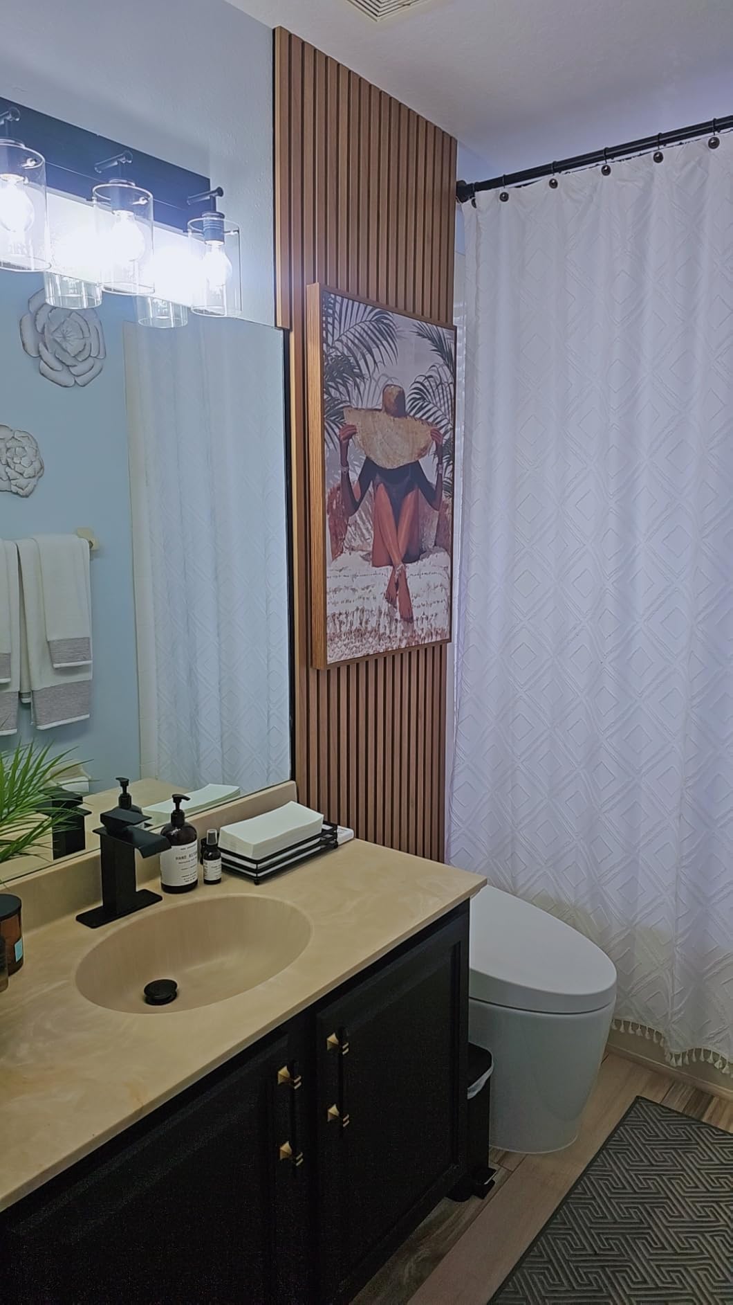 Art3d 6-Pack Soundproof Wood Slat Wall Panels, 94.5 x 7.9 Inch, Walnut customer photo 1