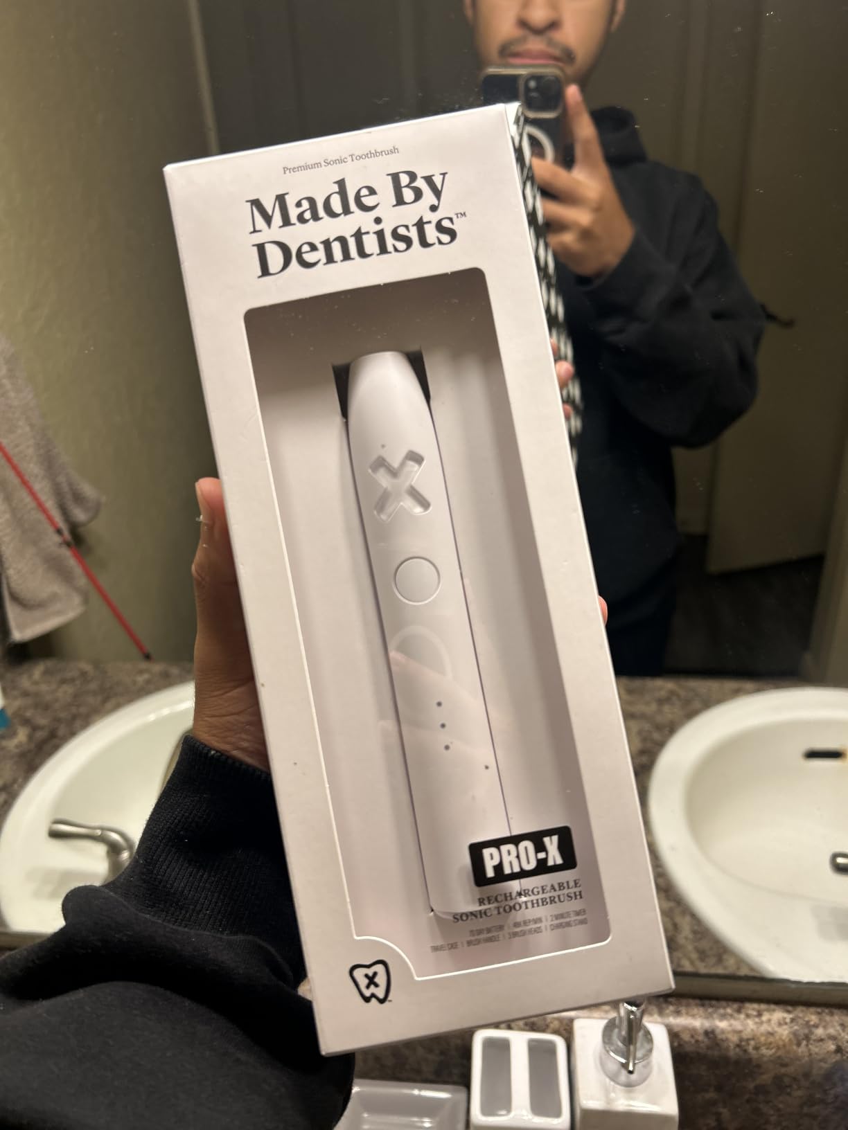 Made by Dentists PRO‑X Sonic Electric Toothbrush for Adults – 70‑Day Battery on One Charge, Dentist‑Designed Whitening Rechargeable Toothbrush, 3 Brush Heads & Travel Case, 3 Modes, Pink customer photo 1