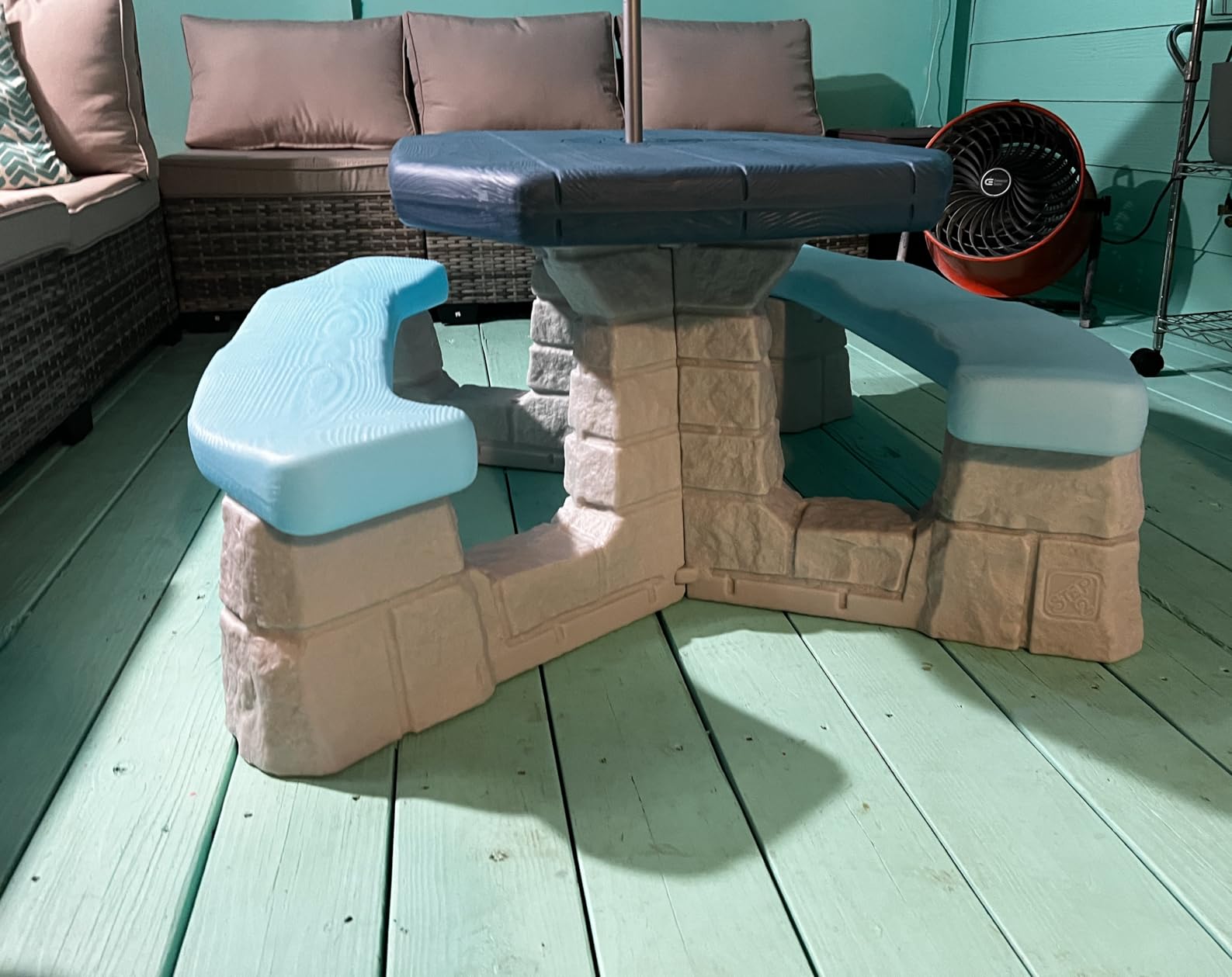 Step2 Sun and Fun Picnic Table with Umbrella for Kids, Outdoor Table and Bench Set, Seats 4, Ages 3+ Years customer photo 2