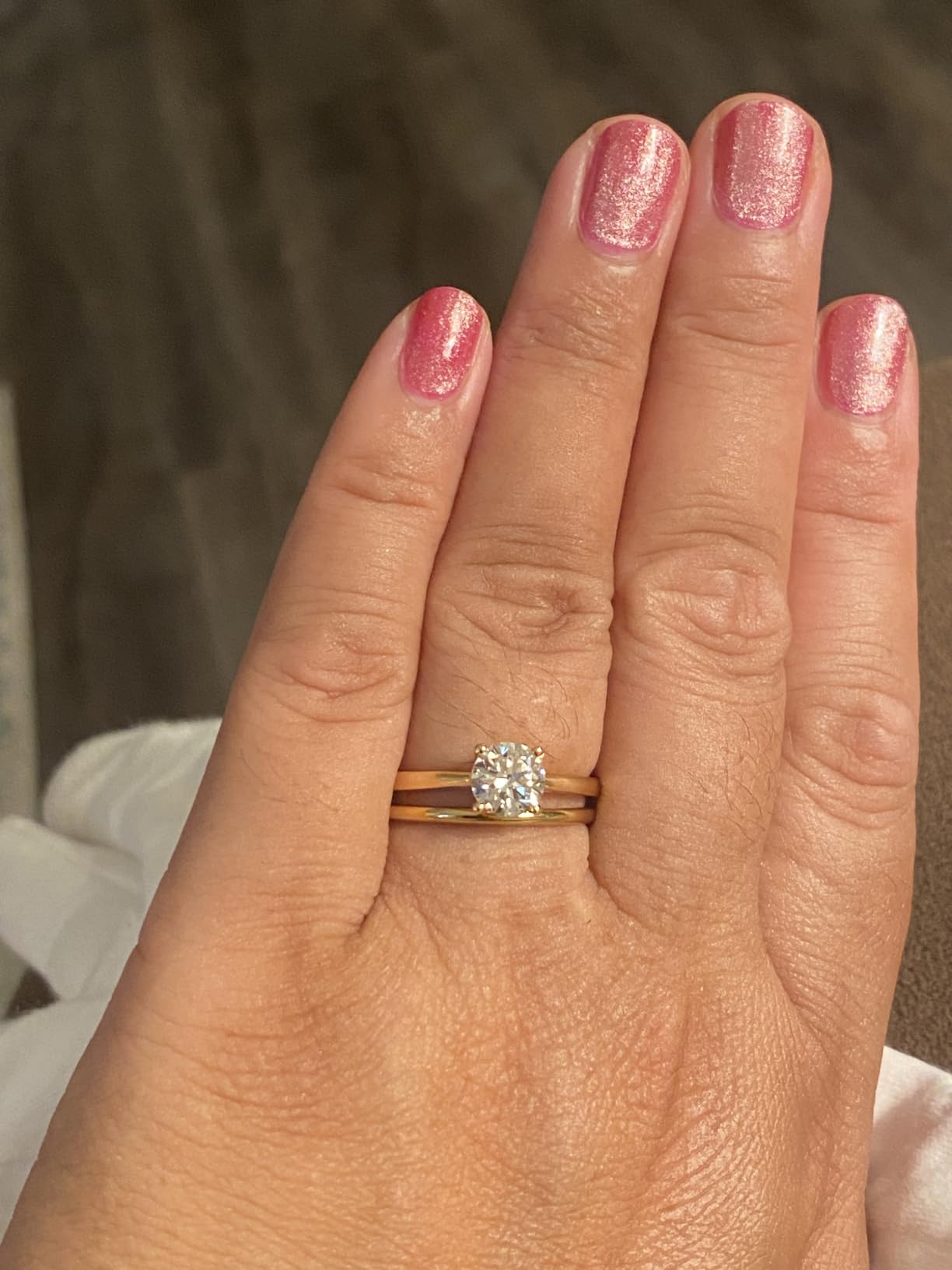 0.3-2 Carat Lab Grown Diamond Engagement Rings for Women, 14K Gold Plated Sterling Silver Rings, IGI Certificate Round Cut Diamond Solitaire Promise Ring, Size 5-9, Classic 4-Prong Wedding Band customer photo 2