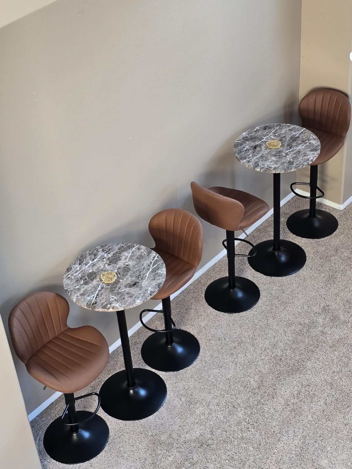 Furmax Bistro Pub Table Round Bar Height Cocktail Table for Home Bar, Round Bar Tables for Party, Dining Room, Living Room and Wedding, Metal Base MDF Top, 40.6 Inch Height (1, Dark Black-1) customer photo 1
