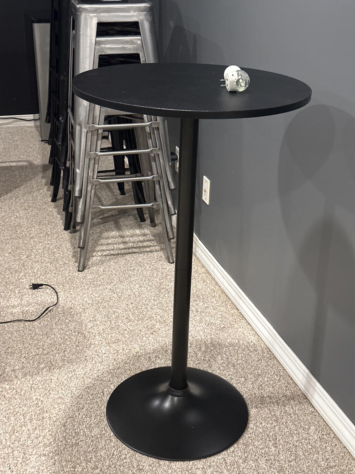 Furmax Bistro Pub Table Round Bar Height Cocktail Table for Home Bar, Round Bar Tables for Party, Dining Room, Living Room and Wedding, Metal Base MDF Top, 40.6 Inch Height (1, Dark Black-1) customer photo 2