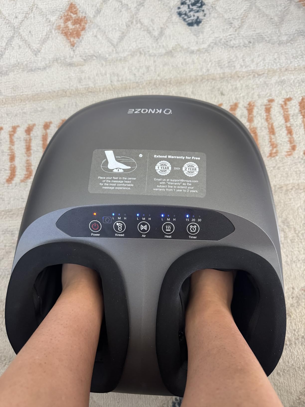 KNQZE Shiatsu Foot & Calf Massager with Heat, Multi-Use Luxury Ottoman | 3-in-1 Massager, FSA Eligible, Foldable & Ergonomic Design, 3 Kneading / Air Squeeze / Heat Levels, Great for Home & Family customer photo 2
