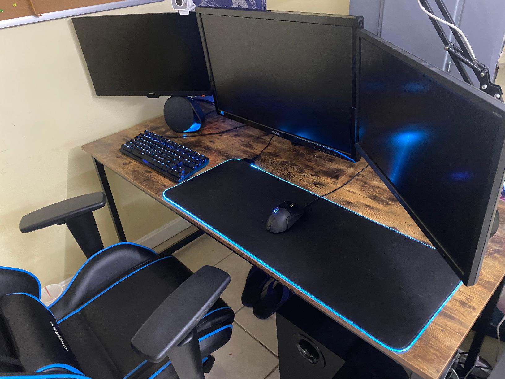CubiCubi Electric Standing Desk 48 x 24 Inch, Height Adjustable Sit Stand Desk with Memory Presets, Light Walnut customer photo 2