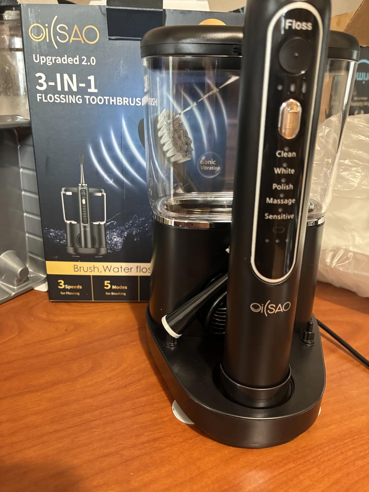Electric Toothbrush with Water Flosser Combo,Sonic Flossing Toothbrush, Bl customer photo 1