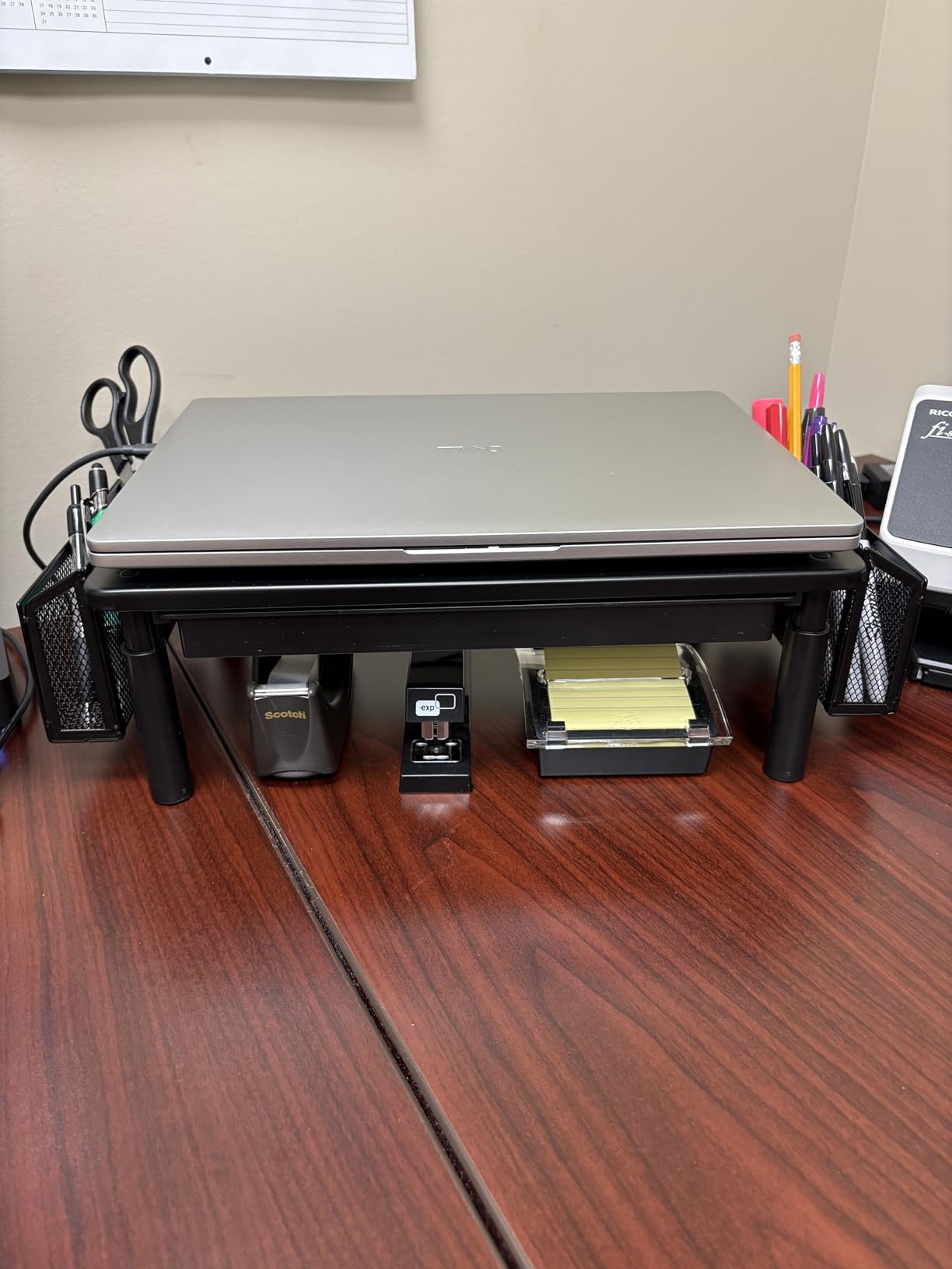 WALI Desk File Organizer, 4 Tier Desktop Paper Letter Tray Organizer with Drawer and 2 Pen Holders, Office Desk Accessories & Workspace Organizers for Office, Home Supplies (DO005DH-B), 1 Pack, Black customer photo 1