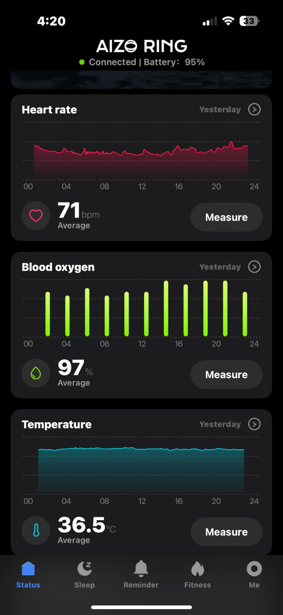 Smart Ring Health Tracker 5ATM Waterproof Sport Ring Exclusive Vibration Alerts Titanium Blood Oxygen/Sleep/Emotional Management Women Cycle Prediction Compatible with iOS/Android Dark Stealth 10.5 customer photo 1