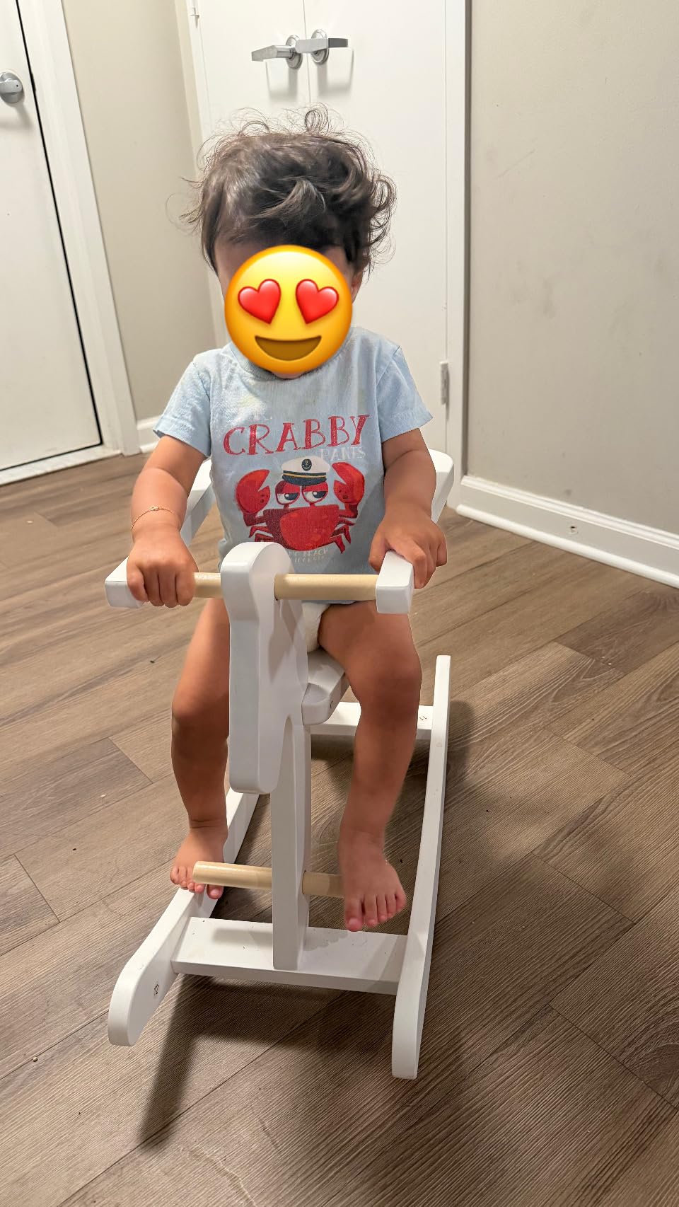 labebe Wooden Rocking Horse, Baby Wooden Ride On Toys for 12M+, Classic Rocker Toy with Removable Fence (Natural) customer photo 1