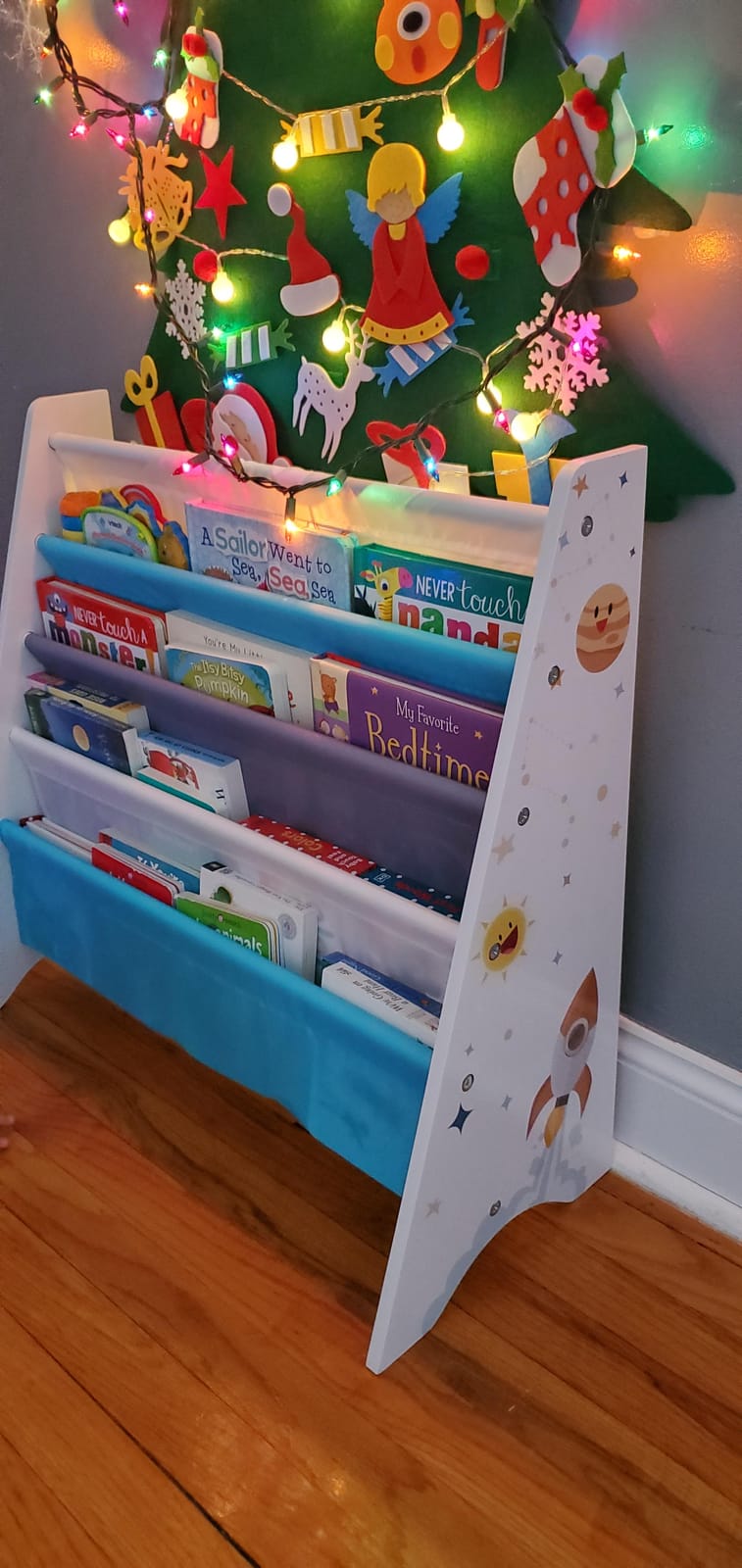 SONGMICS Kids Bookshelf, 4-Tier Toddler Bookcase, 24.6 x 9.8 x 23.6 Inch customer photo 1