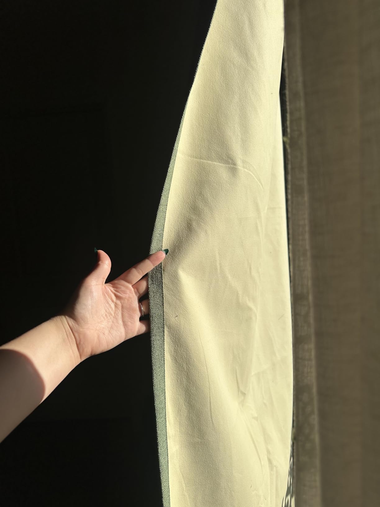 MIULEE Extra Wide 100% Blackout Linen Curtains for Bedroom 100x84 Beige customer photo 2