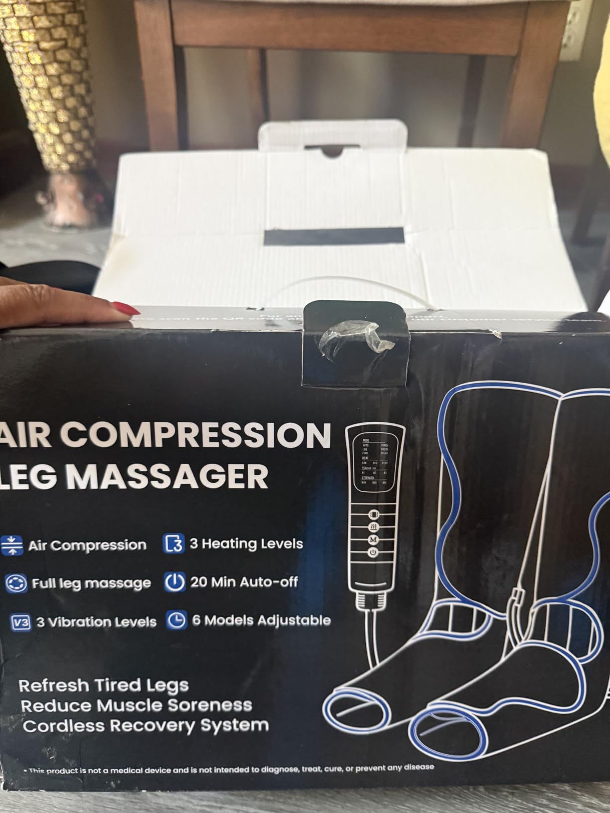 MEKZU Air Compression Leg Massager with Heat, 6 Massage Modes, Foot Boots | Circulation and Pain Relief, 3 Vibration Settings, Compression Leg Wraps for Daily Relaxation, Seniors and Adults customer photo 2