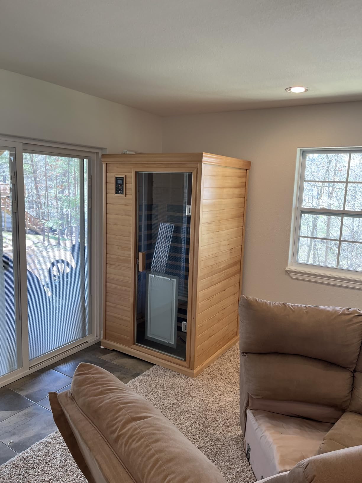 Kanlanth 1 Person Far Infrared Sauna, Low EMF Indoor Dry Home Sauna, 950W customer photo 1