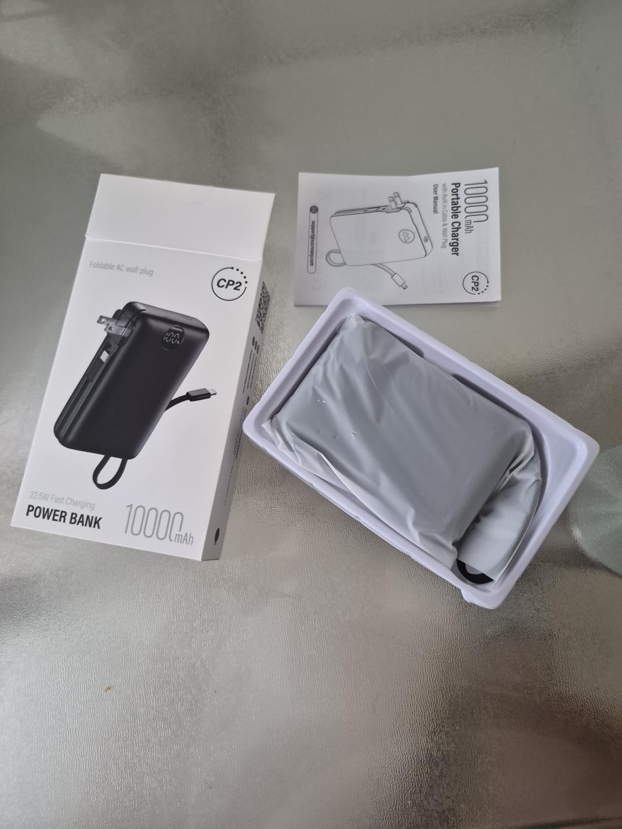 Portable Charger Power Bank 10000mAh, 45% Smaller Built-in Cables & AC Plug customer photo 2