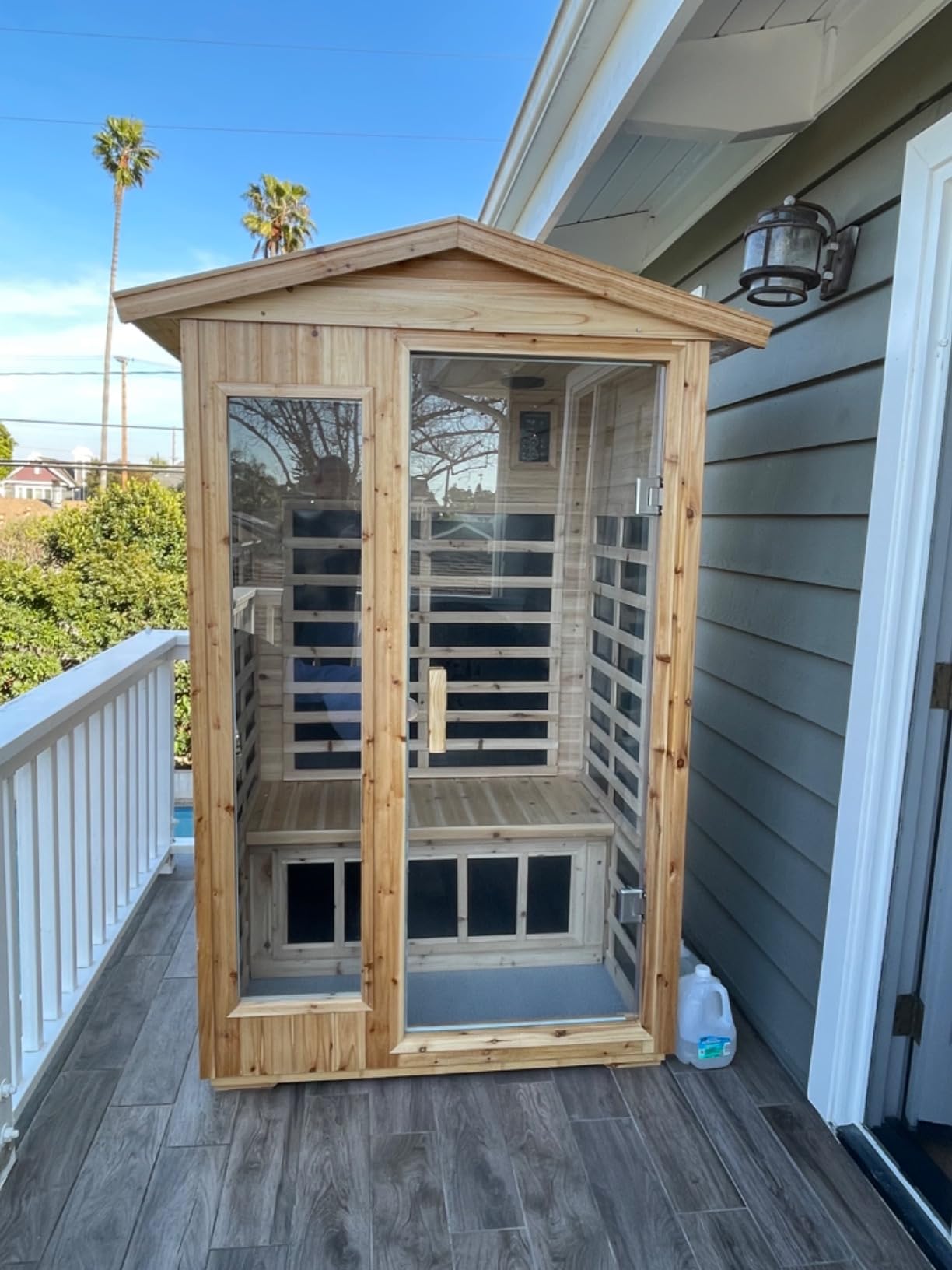Full Spectrum Ultra-Low EMF Outdoor Sauna 2-Person, Red Cedar Far Infrared Saunas for Home, Near&Mid-IR Light, EMF 0.1-2mG, Bluetooth & Chromotherapy customer photo 1
