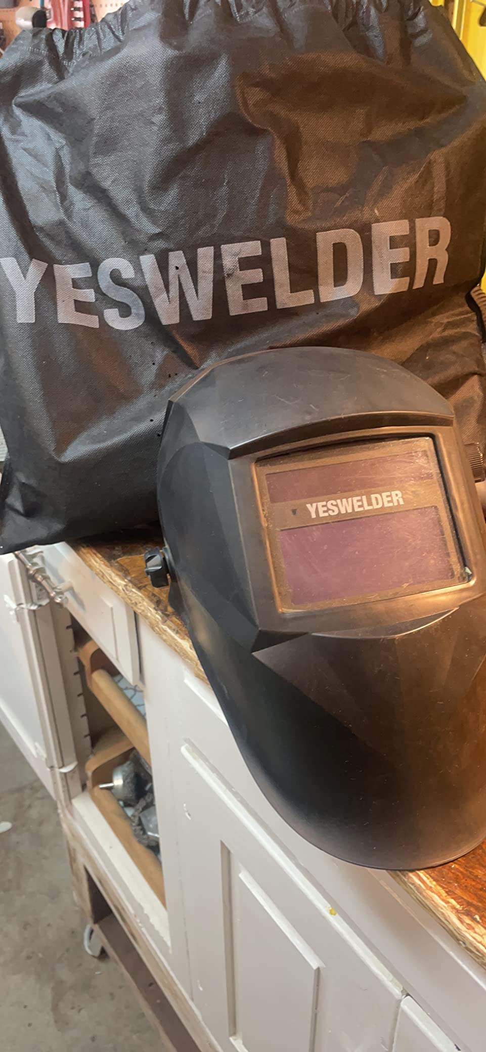 YESWELDER Auto-Shade Welding Helmet, Internal Digital Control, 180° View | three sides auto-darkening, 1/1/1/1 true color, auto adjust, 5 arc sensors, shade 3/4–8/9–14, customized memory presets customer photo 1