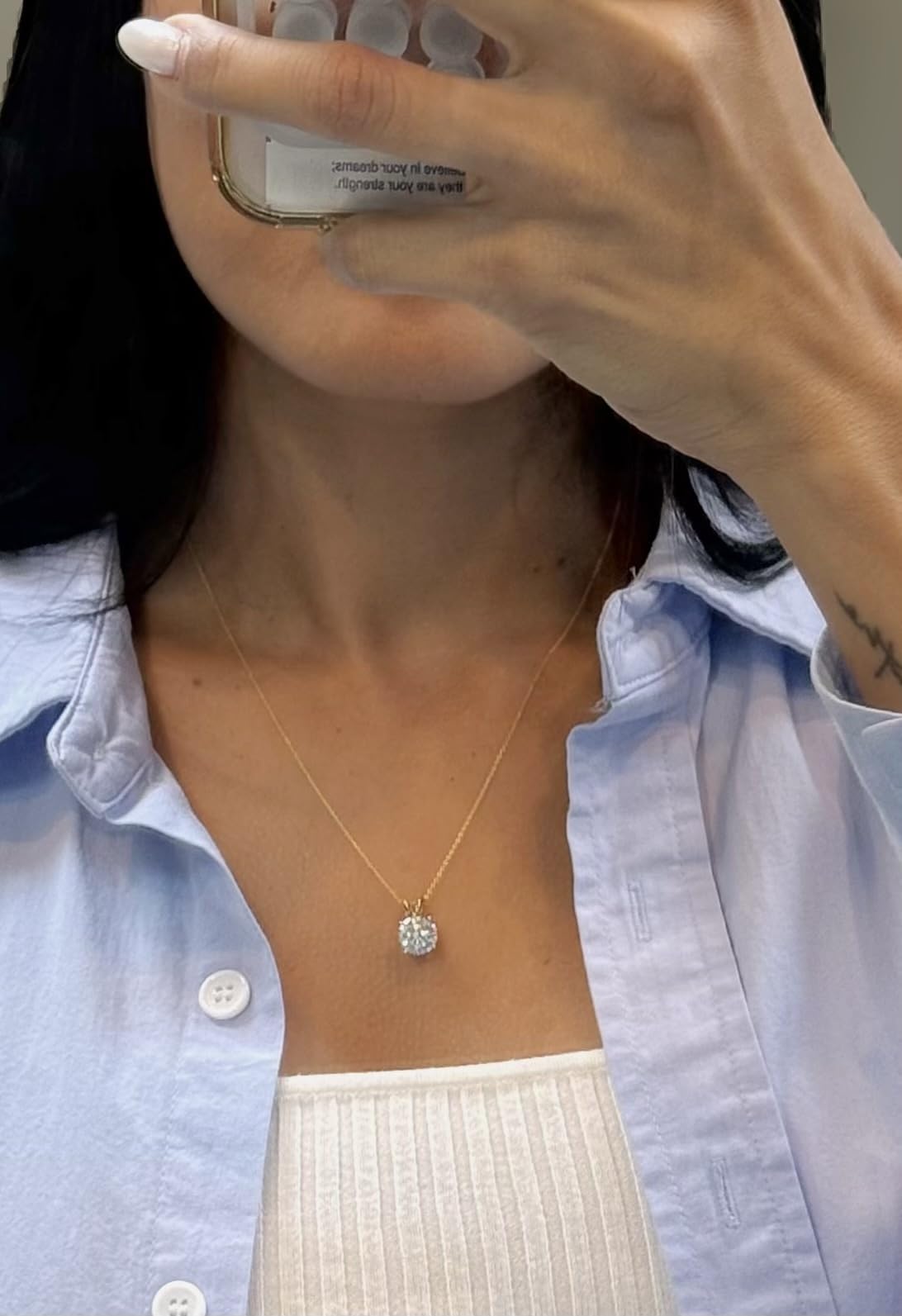 Privosa - Lab Grown Diamond Solitaire Pendant Necklace for Women, 14K Gold customer photo 1
