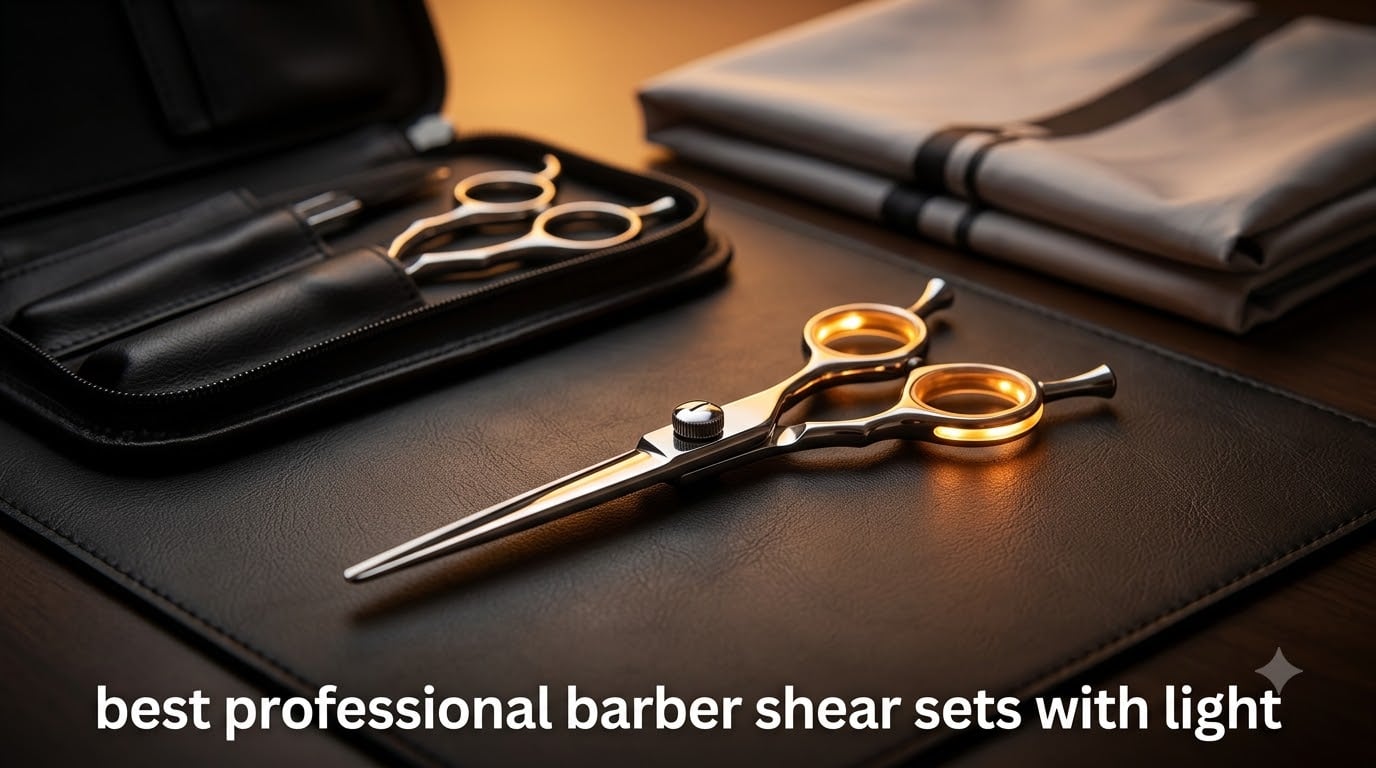 best professional barber shear sets with light