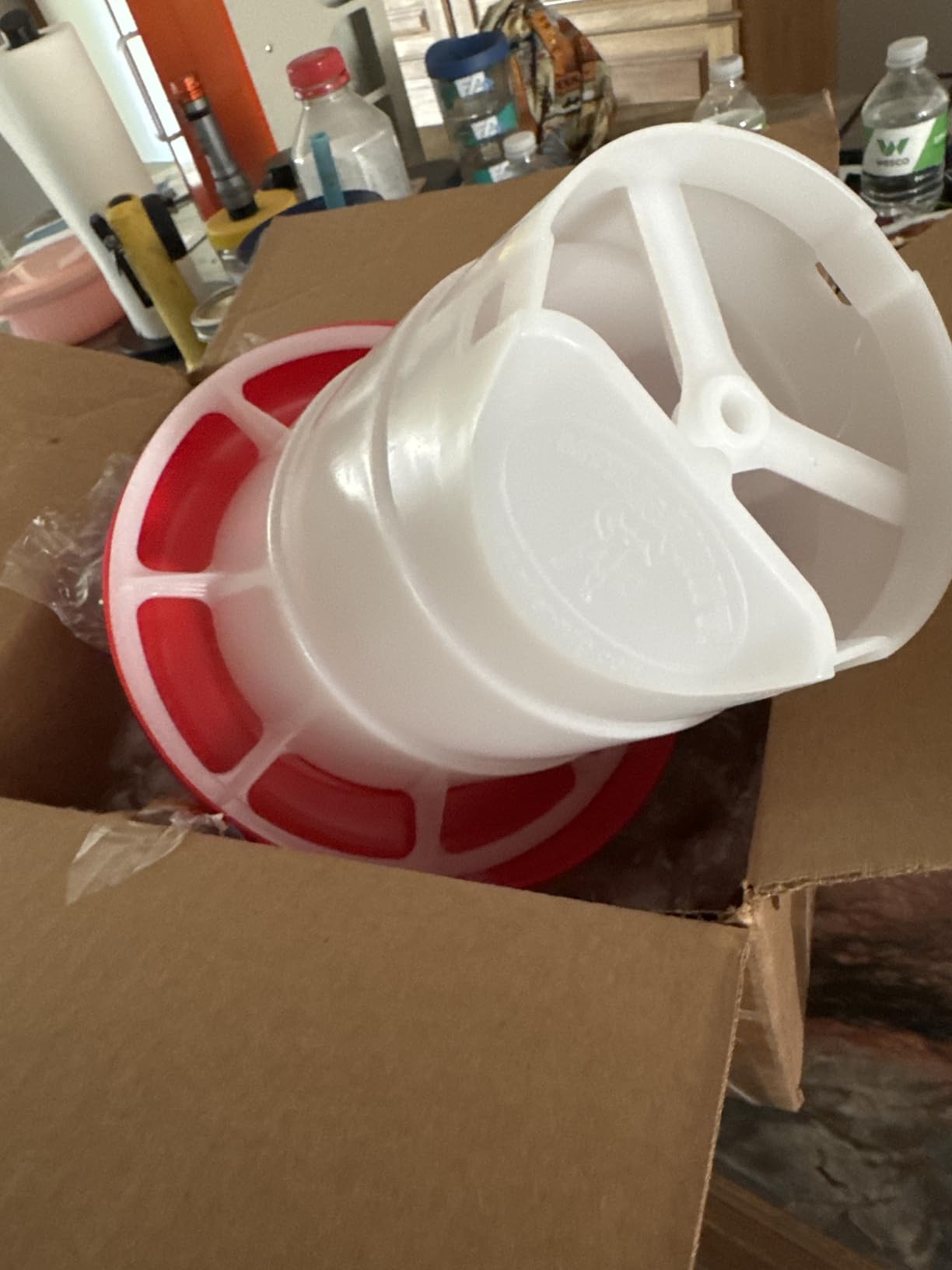 Little Giant® Plastic Hanging Poultry Feeder | Heavy Duty Automatic Feed Container for Poultry (Red, 3 Pound) customer photo 1