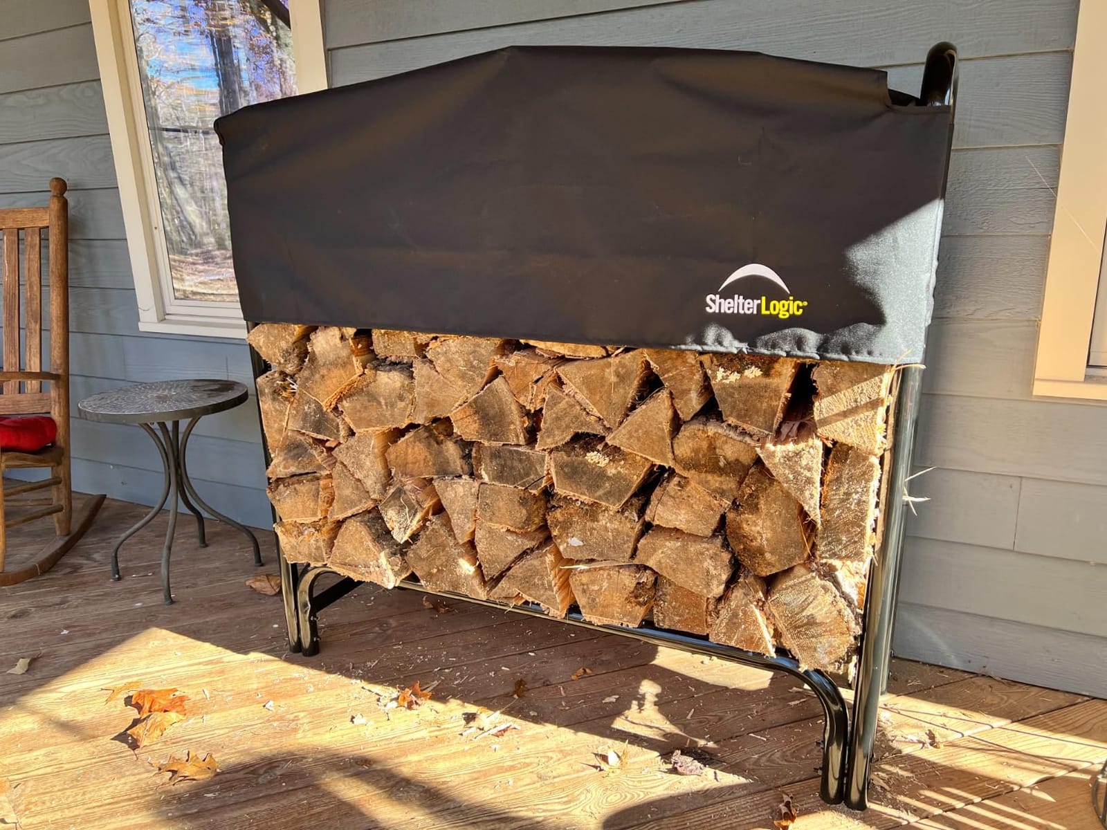 ShelterLogic 12' Adjustable Heavy Duty Outdoor Firewood Rack with Steel Frame Construction and Water-Resistant Cover customer photo 2