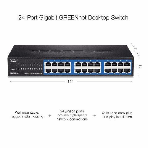 TRENDnet 24-Port Unmanaged Gigabit GREENnet Desktop Switch, Ethernet Network Switch, 24 x 10-100-1000 Gigabit Ethernet RJ-45 Ports, 48Gbps Switching Capacity, Lifetime Protection, Black, TEG-S24DG customer photo 2