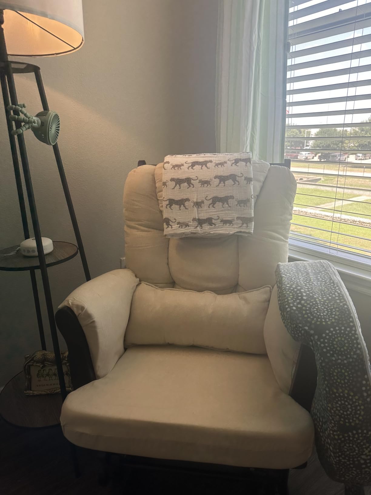 Storkcraft Tuscany Glider and Ottoman with Lumbar Pillow, Espresso/Gray customer photo 2