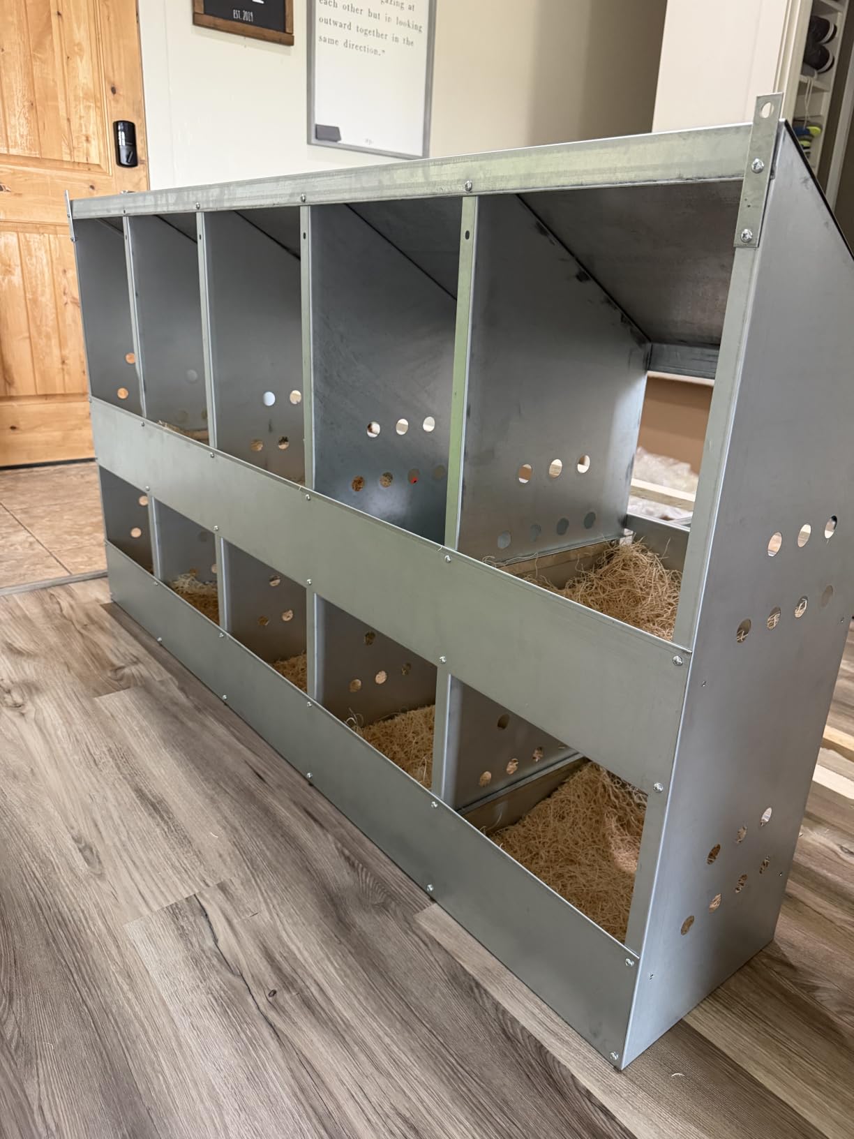 Brower 2-Tier 6-Hole Galvanized Steel Chicken Nesting Box, 30 to 40 Hen Capacity – Outdoor Poultry Laying Station with Hinged Folding Perches, Ventilated Design & Slanted Roof – Made in the USA customer photo 2