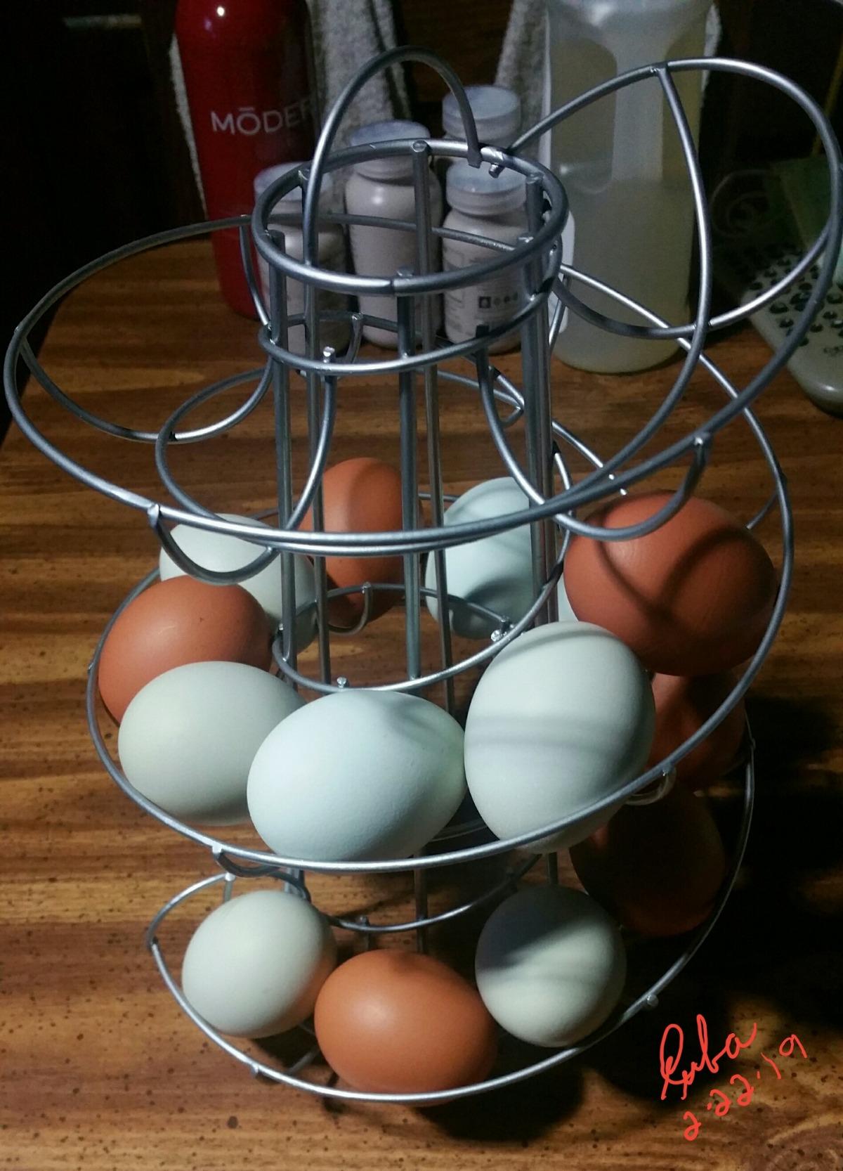 Egg Skelter Deluxe – Modern Spiraling Dispenser Rack, Brown, Stylish Kitchen Storage for Eggs customer photo 1